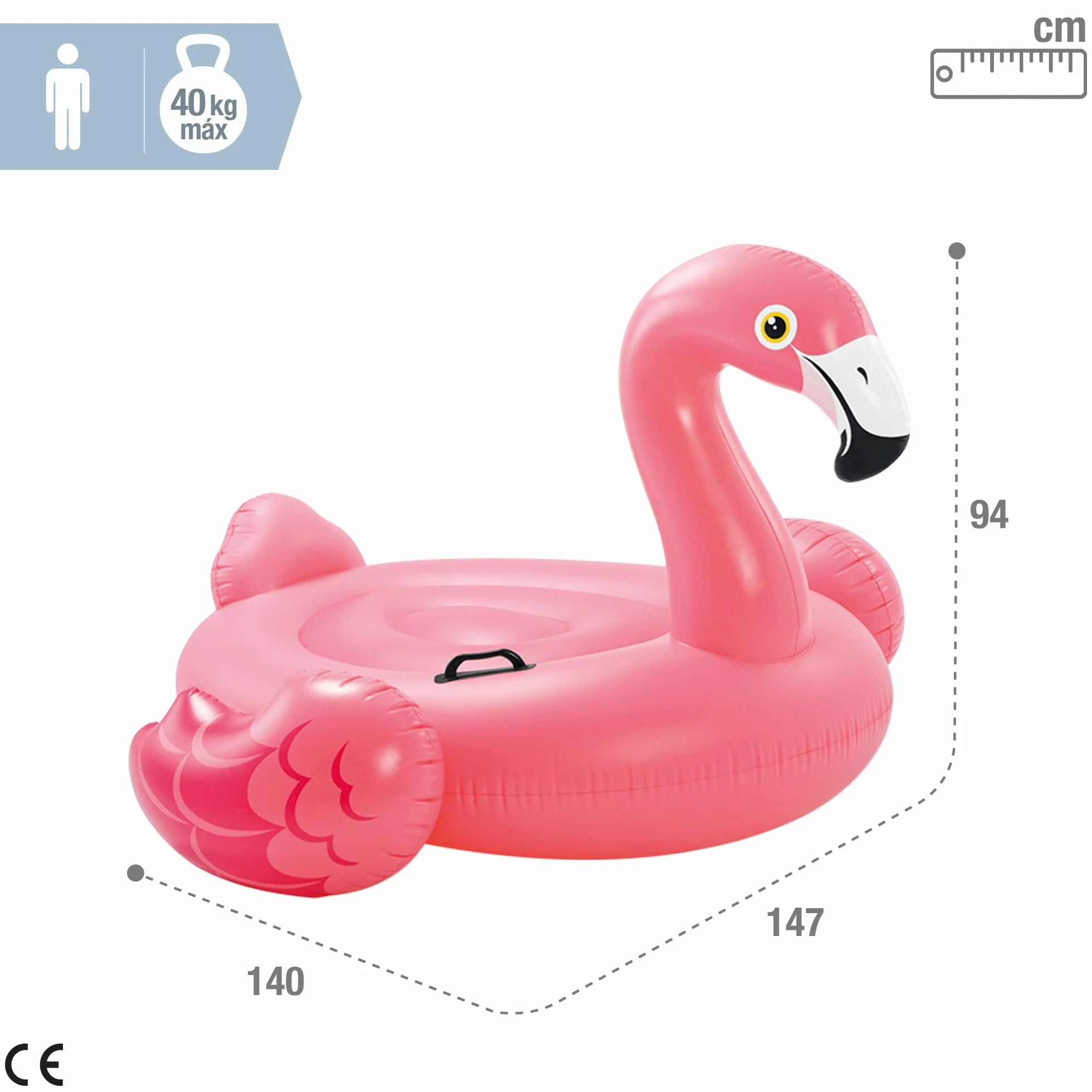 Intex Colchoneta Hinchable Flotador para Piscina y Playa 1 Persona con 2 Asas