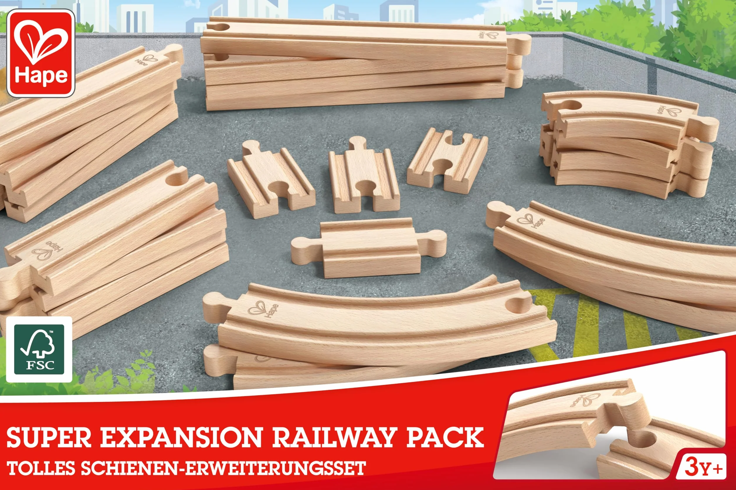 Hape - Pack Súper Extensión de Vías (Toynamics E3707)