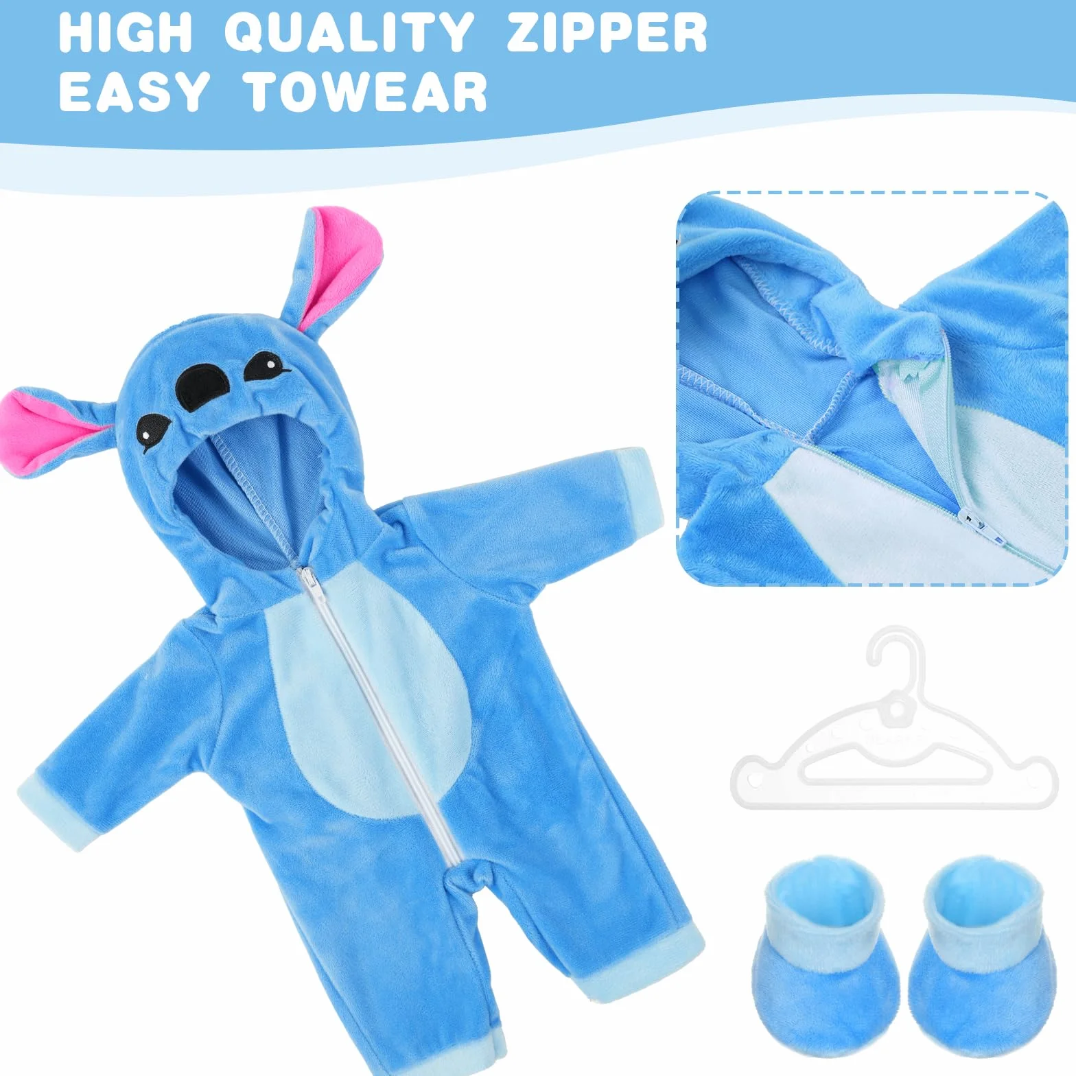 Aolso Ropa para Muñecas Bebé，Ropa para Muñecos Bebé de 35cm-45cm，Conjunto de Ropa de Muñeca,Juego de Disfraz de Muñeca para Niños y Niñas,Accesorios para Muñeca(no muñecas)-Puntada