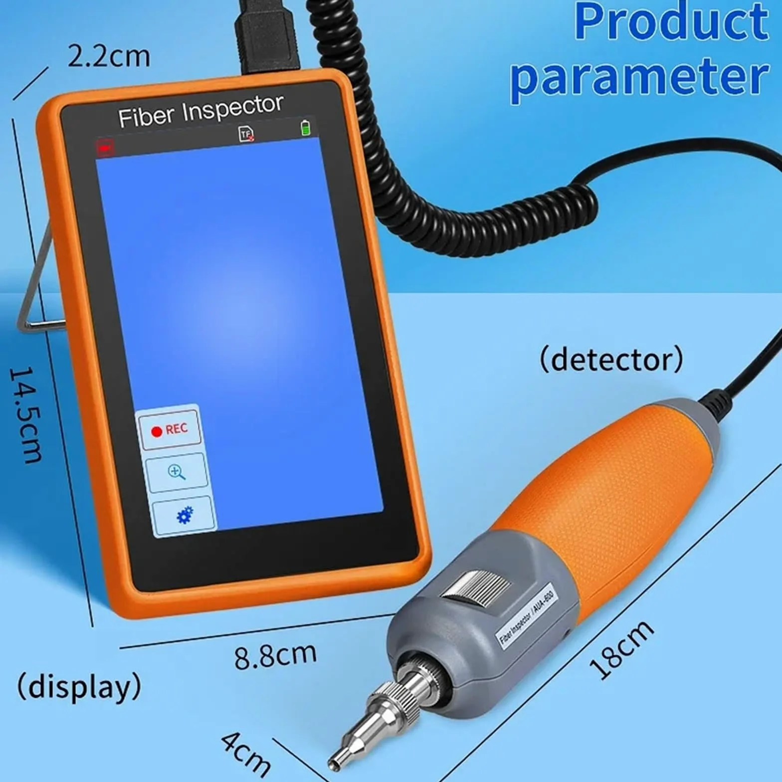 OTDR, Limpiador de fibra óptica AUA-600, microscopio 400X, pantalla táctil HD 5 pulgadas, sonda inspección, detector extremos(Support UPC)