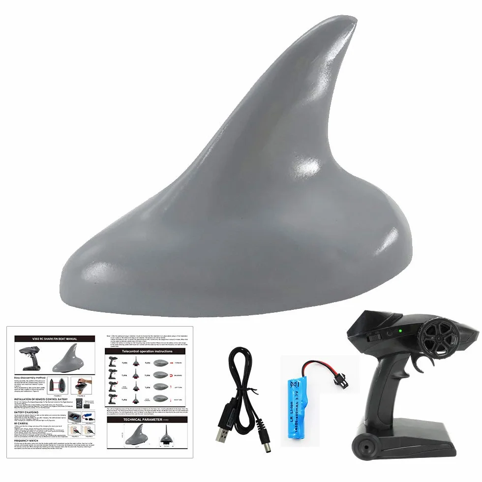 HUIOP V302 RC Boat con simulación Shark Fin Head 15km / h Electric Racing Boat para Piscinas 2.4G Remote Control Spoof Toy