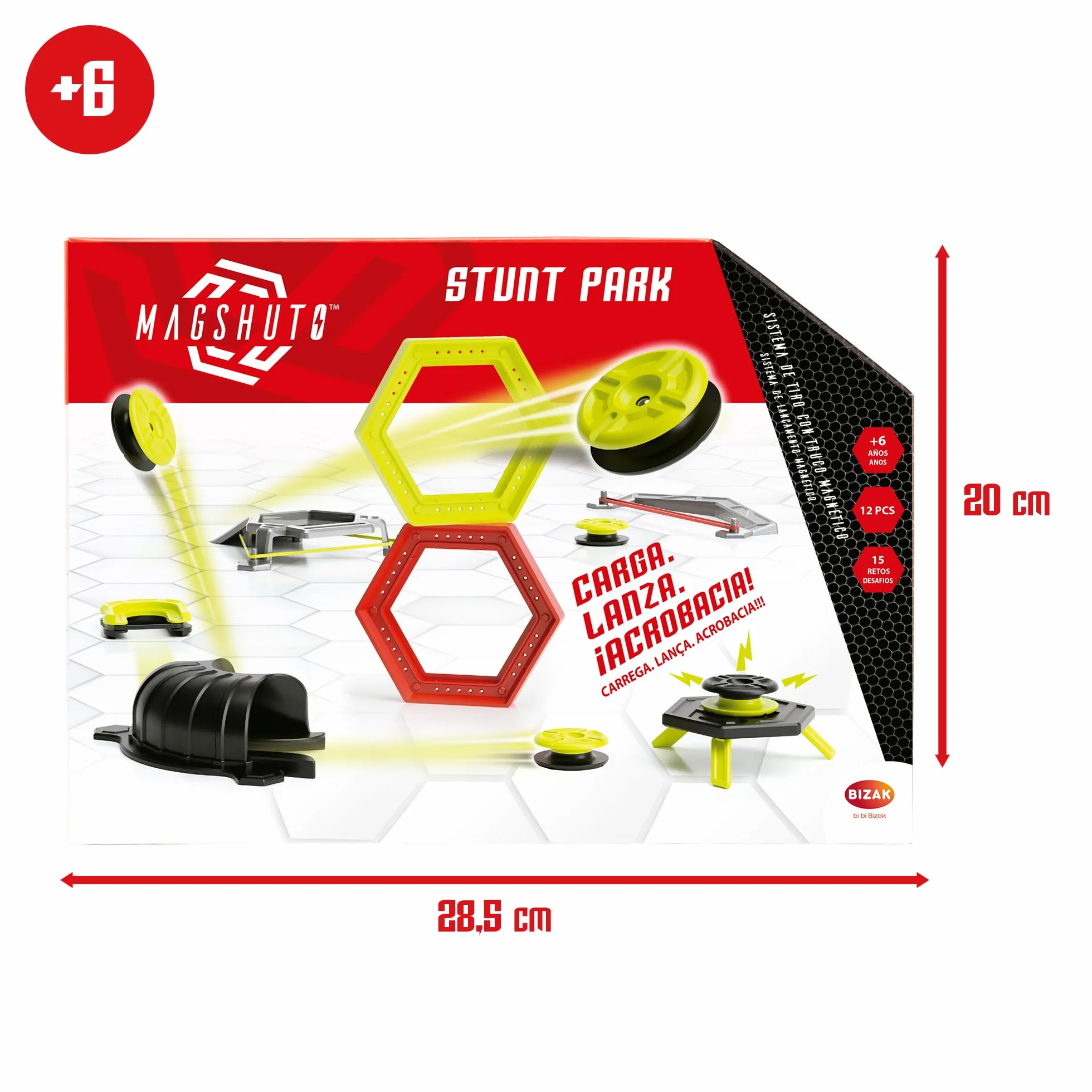 Bizak Magshuto Stunt Park – Set de Acrobacias Extremos con Rampa, Túnel y Aros de Desafío, +8 años, (30695181)