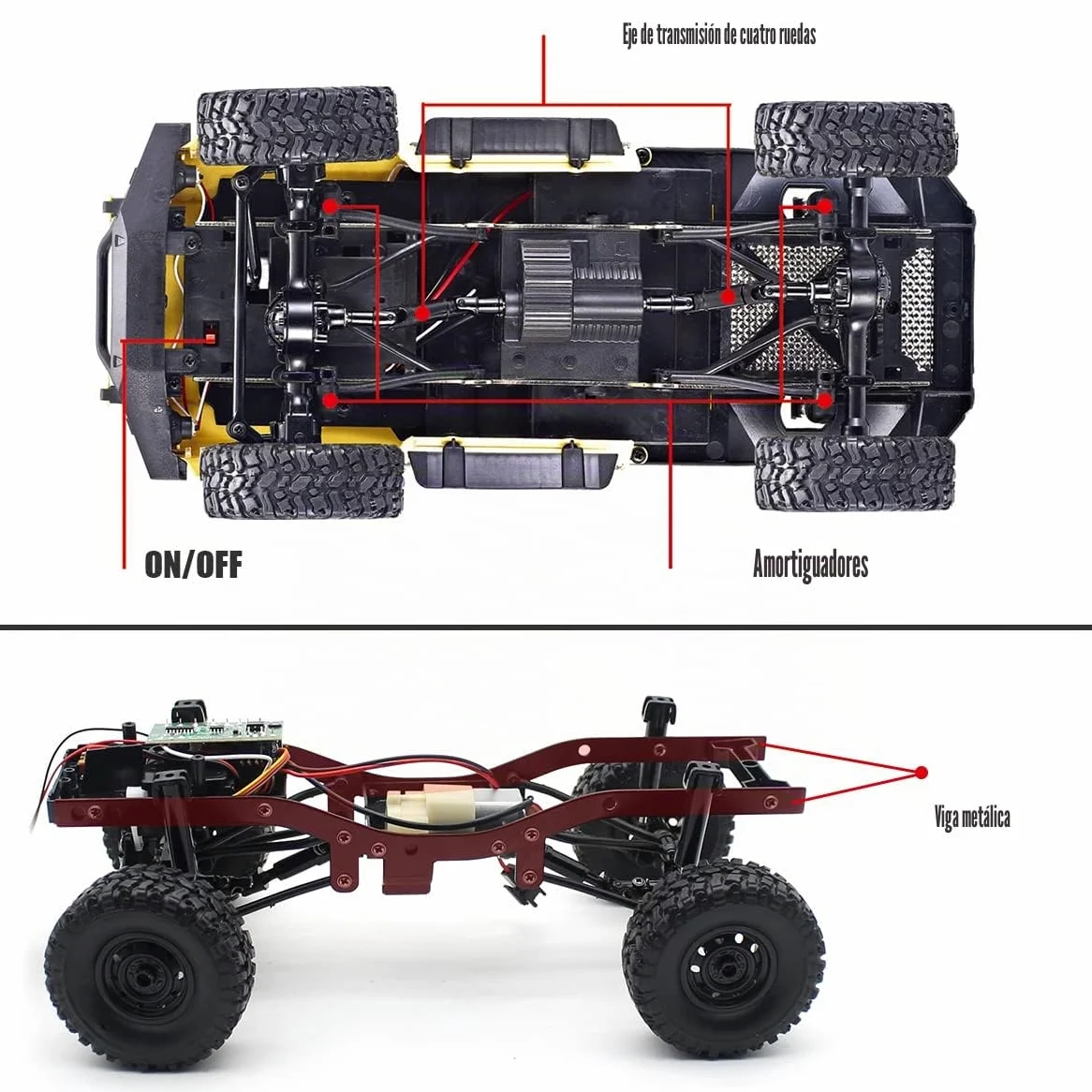 fisca 1:16 Camión teledirigido WPL C24-1 Auto a Escala Completa 4WD Camión Todoterreno con Faro Camión RC, Modelo de Elevación de Alta Velocidad Juguetes