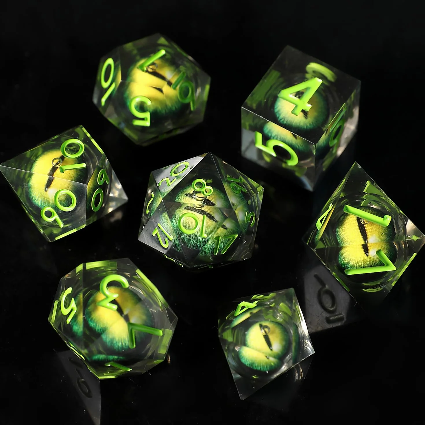 DND Juego de dados de resina poliédrica para mazmorras y dragones RPG MTG Ttrpg Pathfinder Juego de rol D20 D12 D10 D8 D6 D4 con caja de regalo