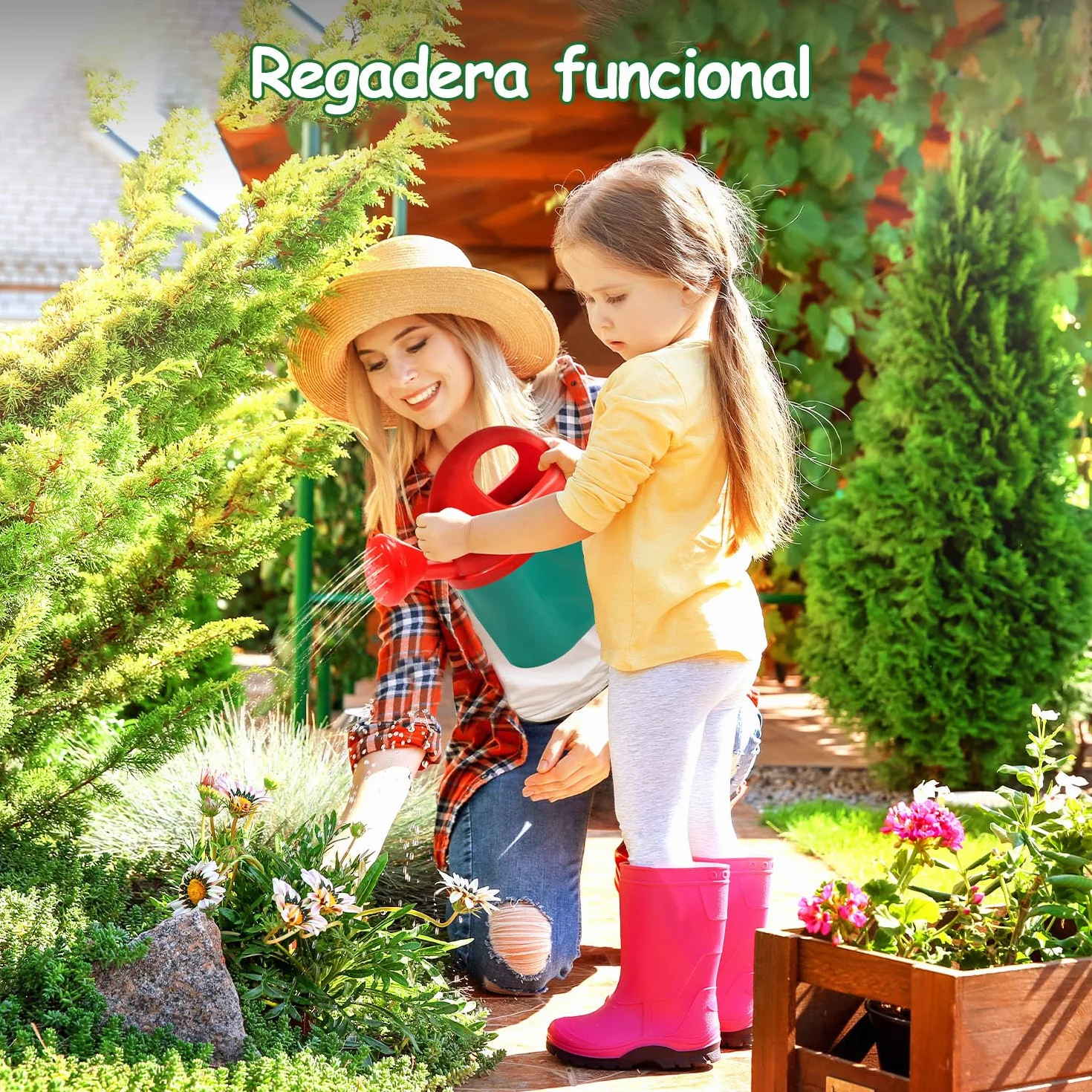 cute stone Juego De Herramientas De Jardinería para Niños, Juguetes De Jardín con Carretilla, Regadera, Pala, Juguete De Construcción para Jardín De Flores, Juguete De Simulación para Exteriores