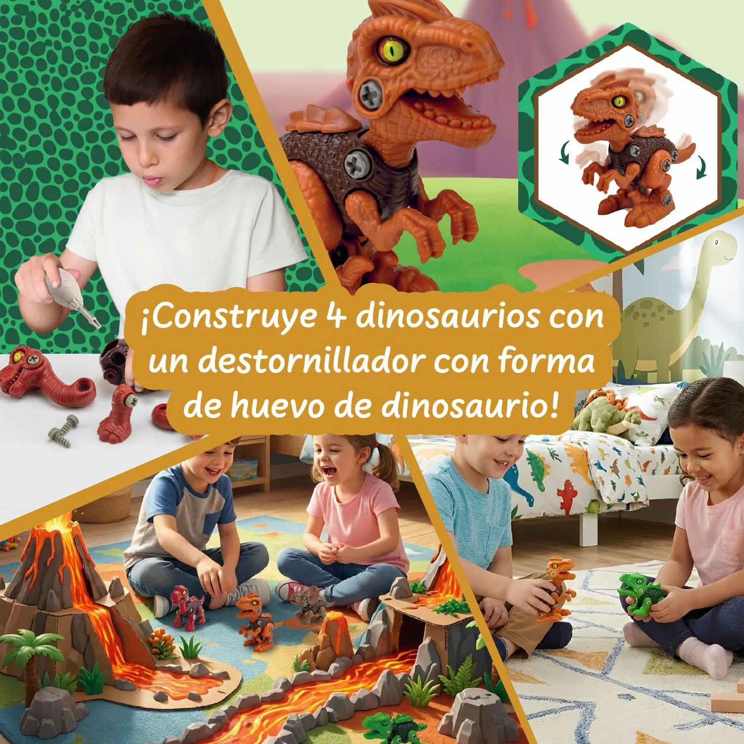 Science4you Dinosaurios Juguetes 4 en 1 – 67 Piezas, Construcción Montar Desmontar para Niños 3 4 5+ Años