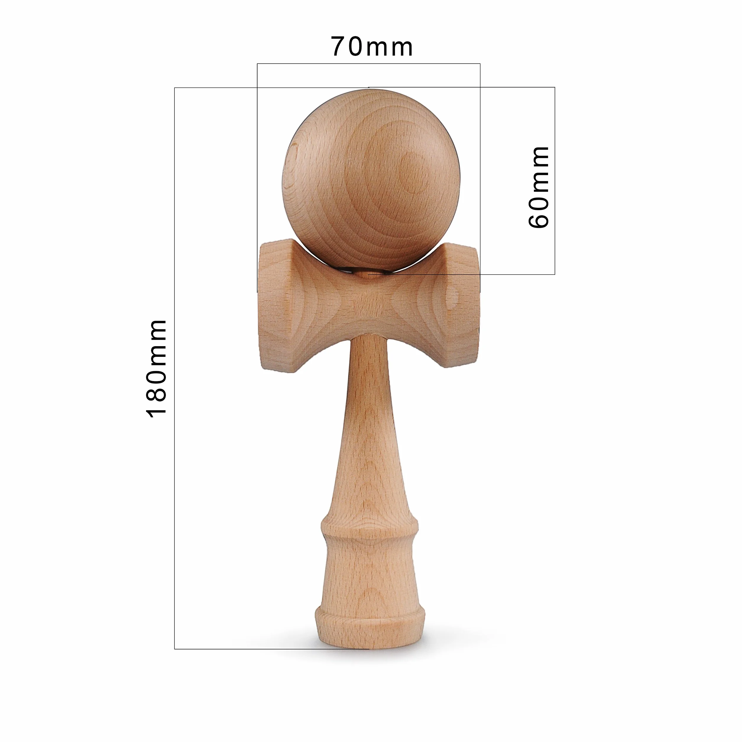 Ganzoo Kendama japonés Tradicional de Haya, Bola Perforada Aprox. 6 cm con Cuerda de Nylon, 3 Tazas de Captura en el Cuerpo, Acabado Lacado, Juguete de destreza con Cara Angry, Azul y Negro