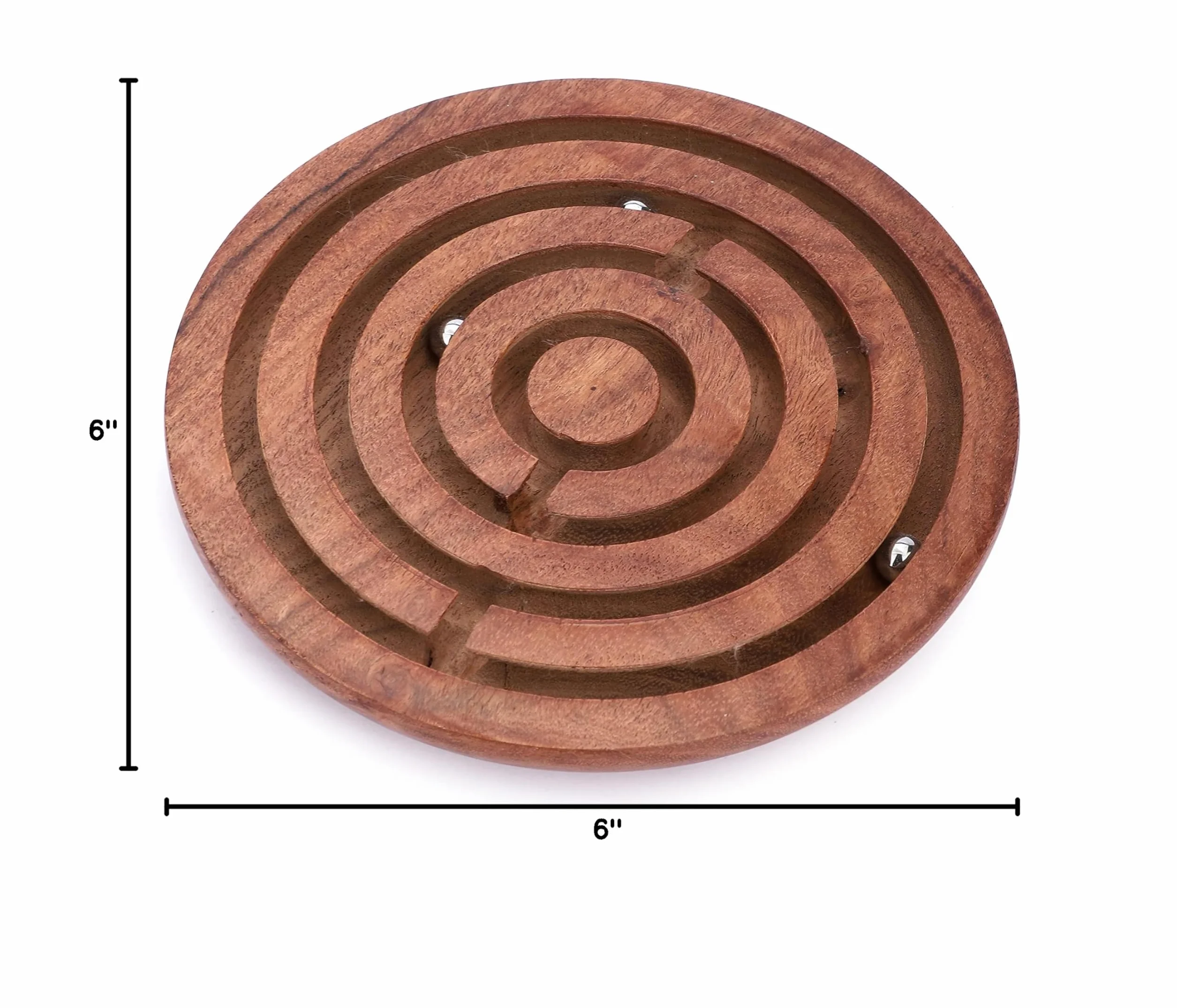 Ajuny Juego de Laberinto Redondo de Madera con Bolas Metálicas – Rompecabezas de Mesa Educativo y de Habilidad para Niños y Adultos, Juego de Viaje Portátil 15 cm