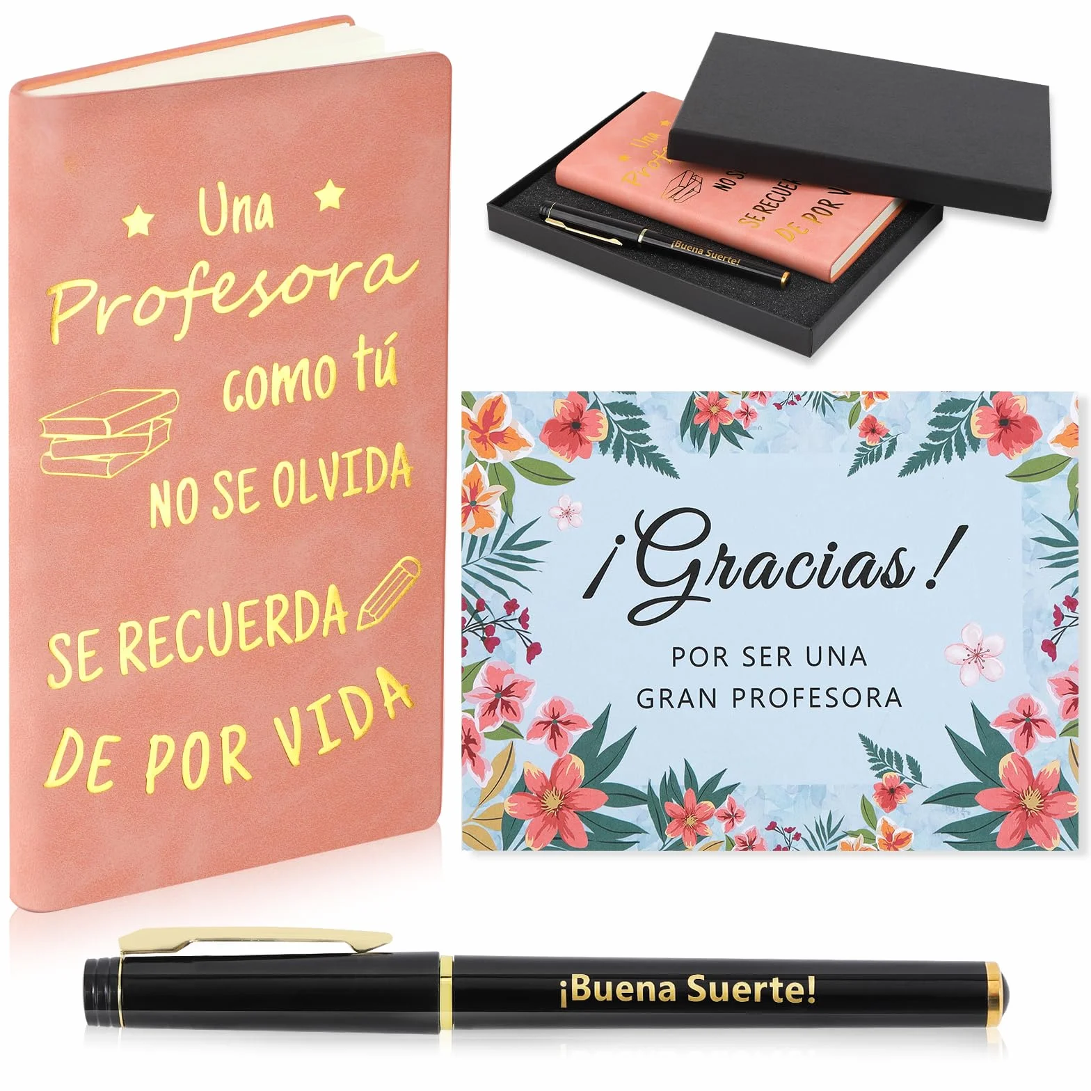 Echehi Regalo Profesora Infantil, con Cuaderno Profesora, Pluma de la Suerte, Tarjeta y Caja de Regalo, Regalos Originales Para Profesoras