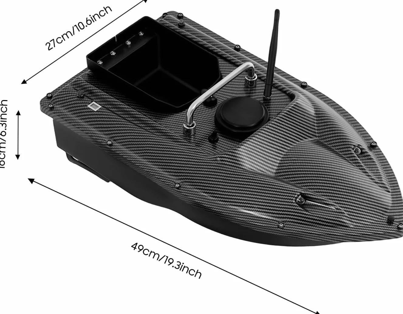 Barco cebador de pesca controlado a distancia 500m LED 1.5KG gran contenedor de cebo