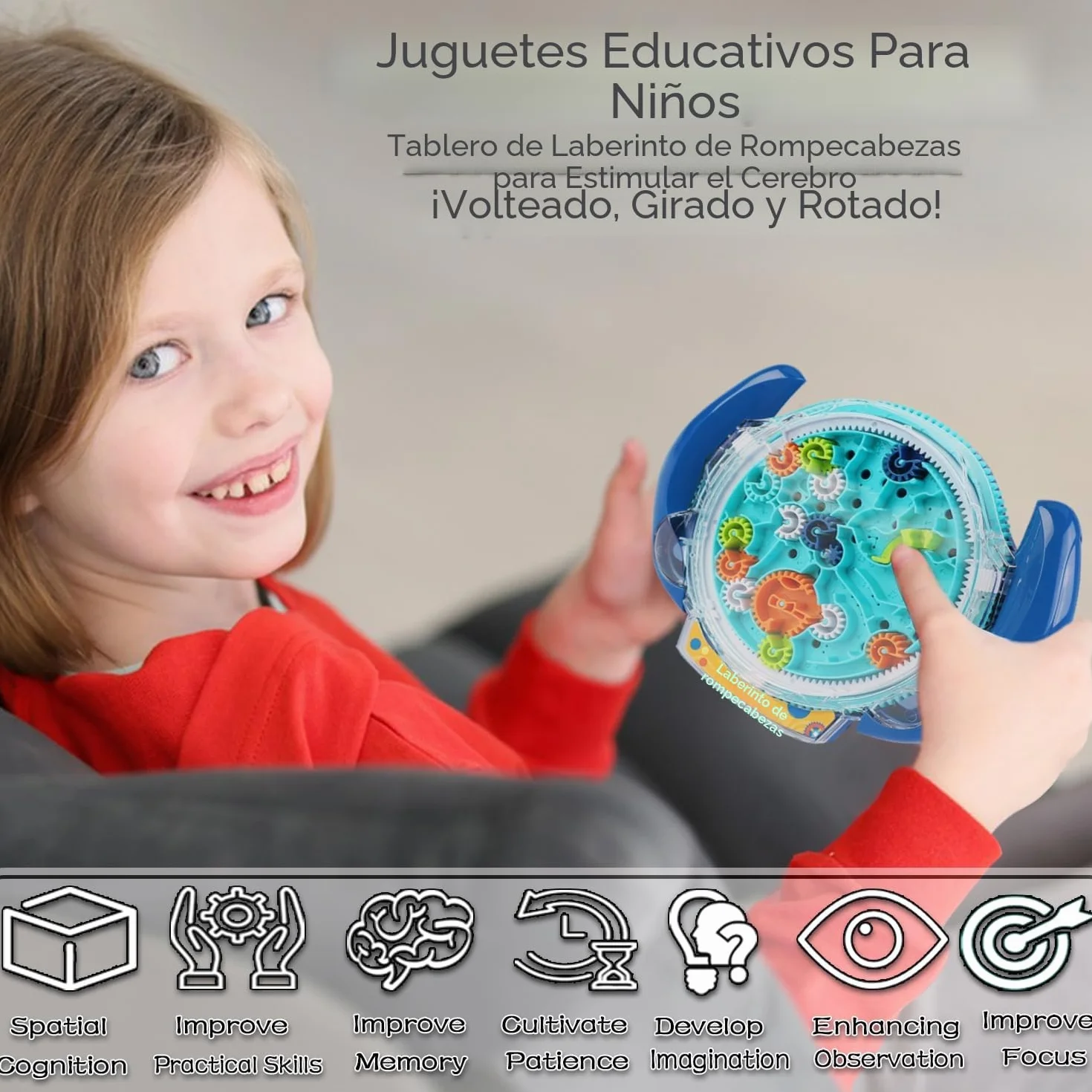 JRD&BS WINL Juego de rompecabezas laberinto 3D para niños y adultos, juguetes educativos para niños y niñas, regalo para niños, tablero de laberinto de gravedad, juguete IQ (azul)