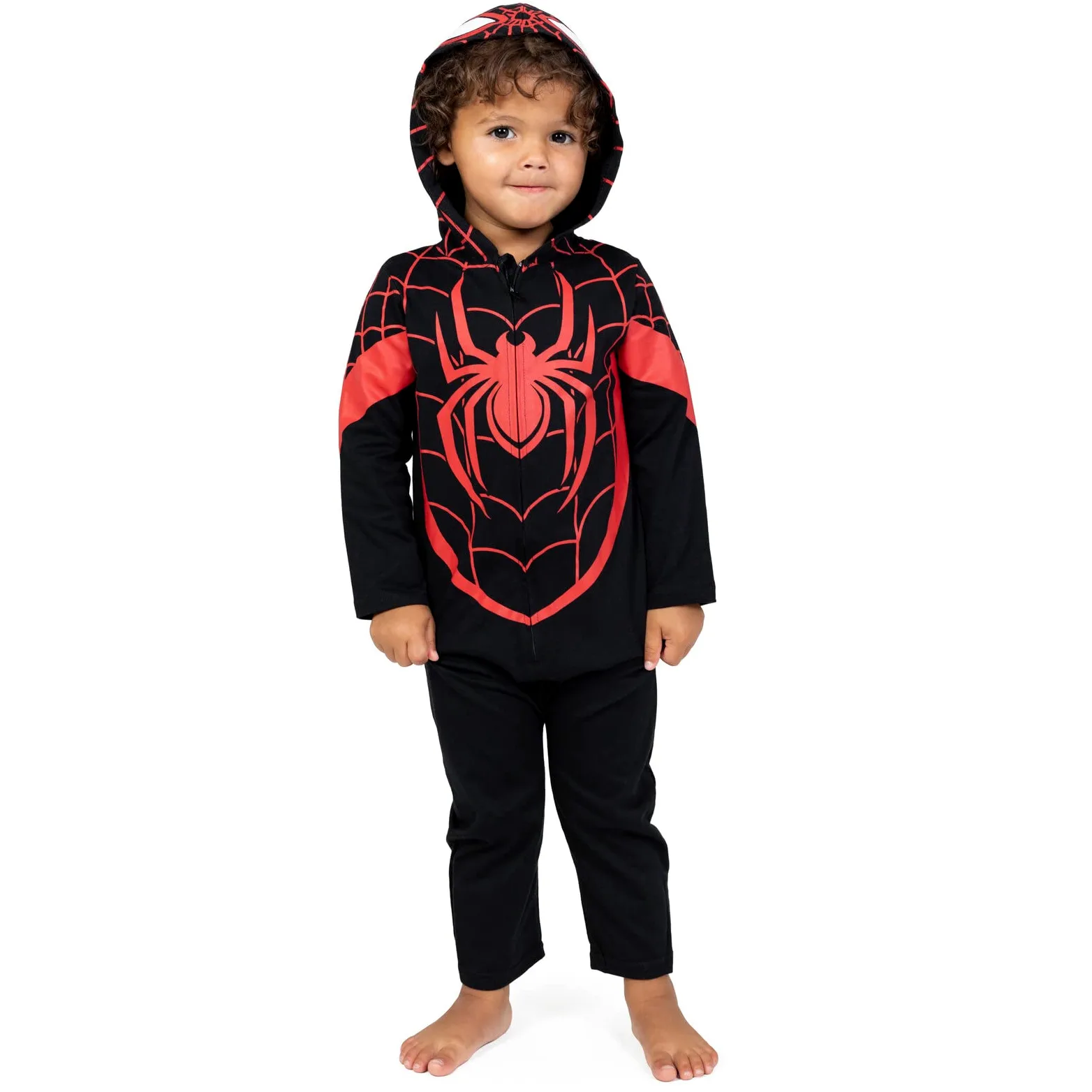 Marvel Spider-Verse Miles Morales Zip Up Cosplay Overol Bebé a Niño Pequeño