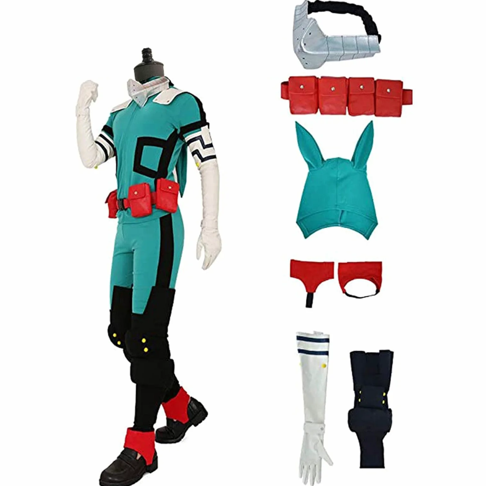 CENZY Anime My Hero Academia Cosplay Midoriya Izuku Deku Batalla Cosplay Disfraz Unisex Conjunto de Disfraz de Halloween Peluca Cabello (Color: Disfraz, Tamaño: L)