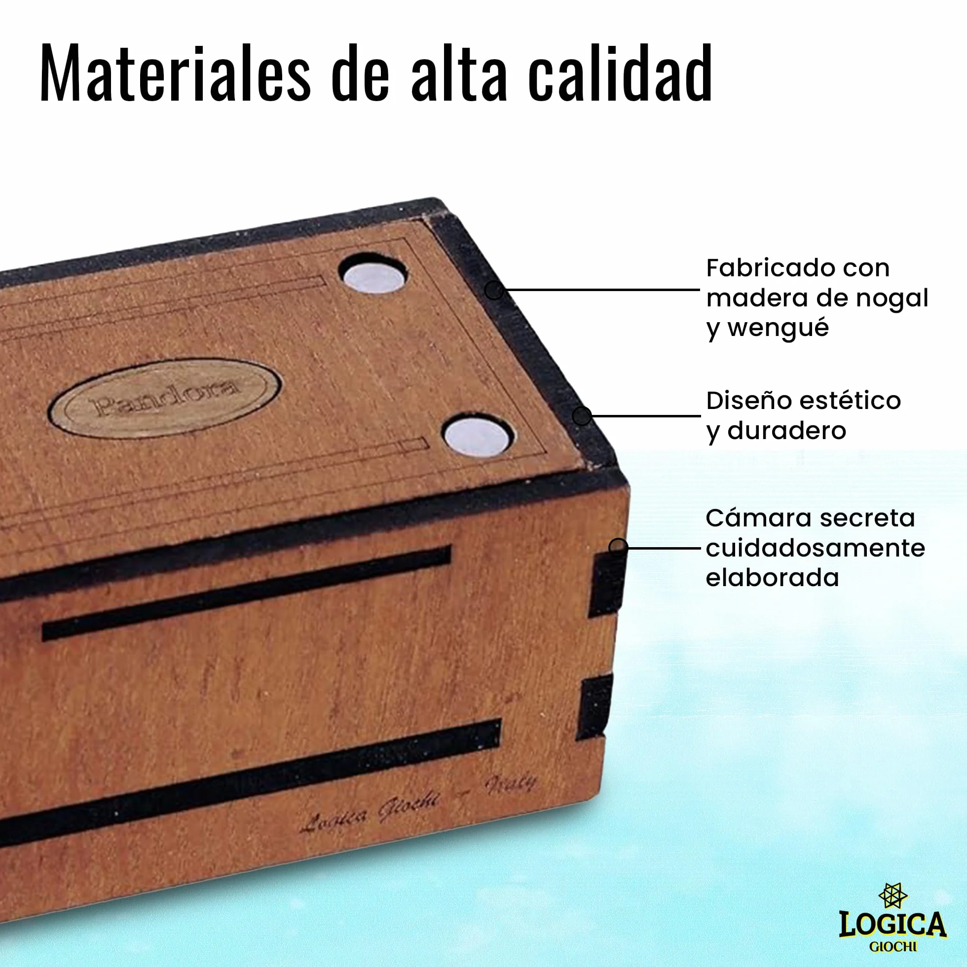 Logica Juegos Art. Pandora Box - El Cofre Secreto - Rompecabezas de Madera - Caja Secreta - Dificultad 5/6 Increíble - Colección Leonardo da Vinci