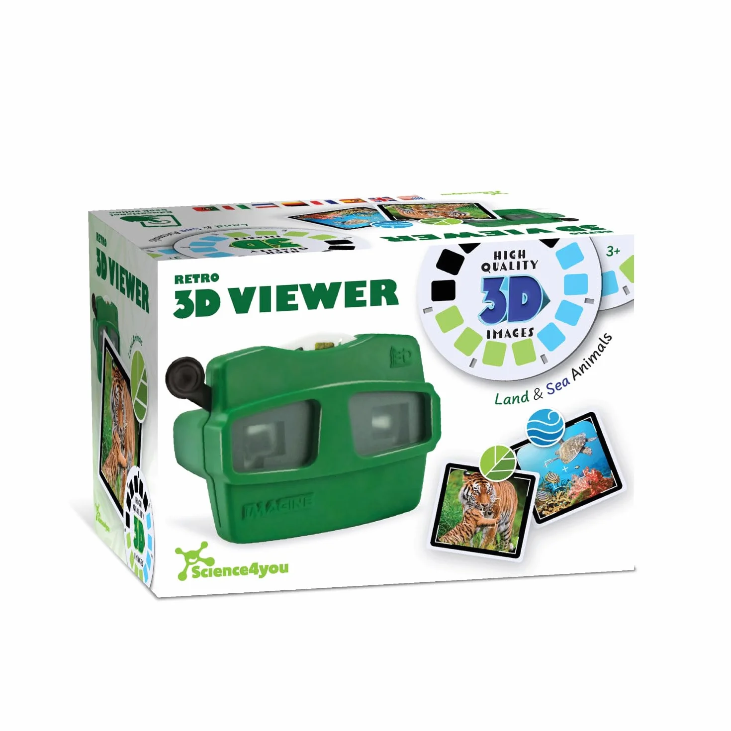 Science4you Retro 3D Viewer para Niños - Juguete Retro con Visor de Carretel e Imágenes 3D de Animales Terrestres y Marinos, Regalo de Animales para Niños y Niñas