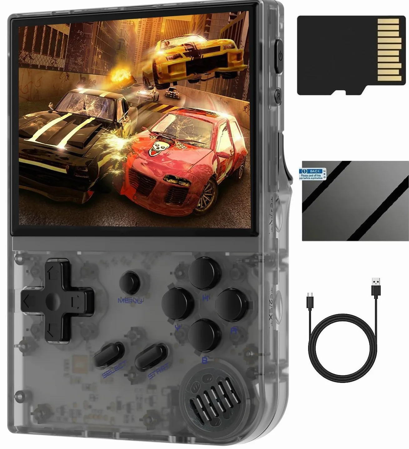 RG35XX - Consola de juegos de mano retro, pantalla IPS de 3.5 pulgadas, sistema Linux incorporado, tarjeta TF de 64 G, más de 5000 juegos (negro)