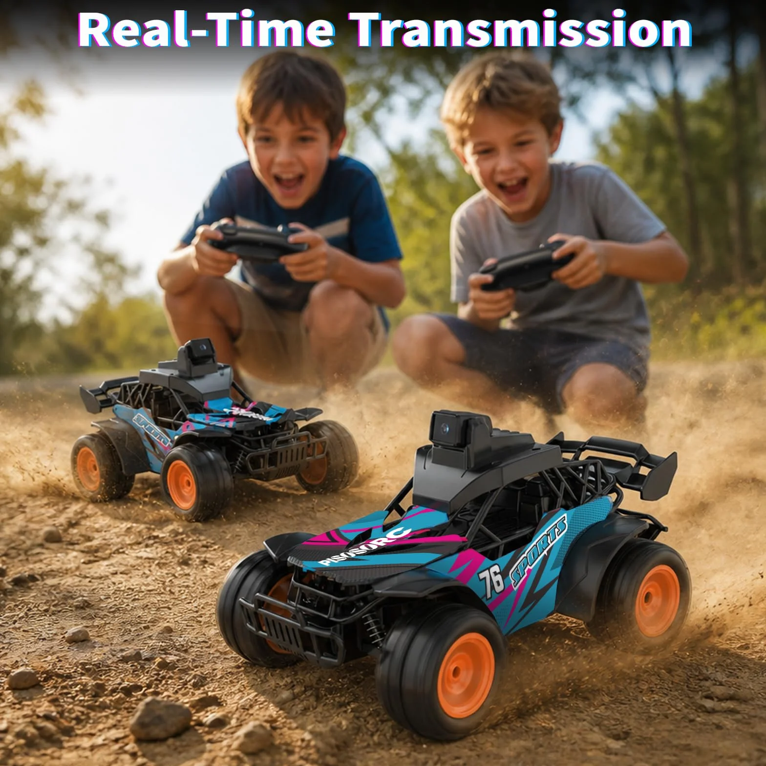 Coche RC con Cámara, 2.4GHz con Pantalla LCD de 2.8" y Cámara Ajustable de 60°, Video en Vivo, Control Dual App/Radio, 2 Velocidades, Recargable para Todoterreno, Regalo para Niños y Adultos