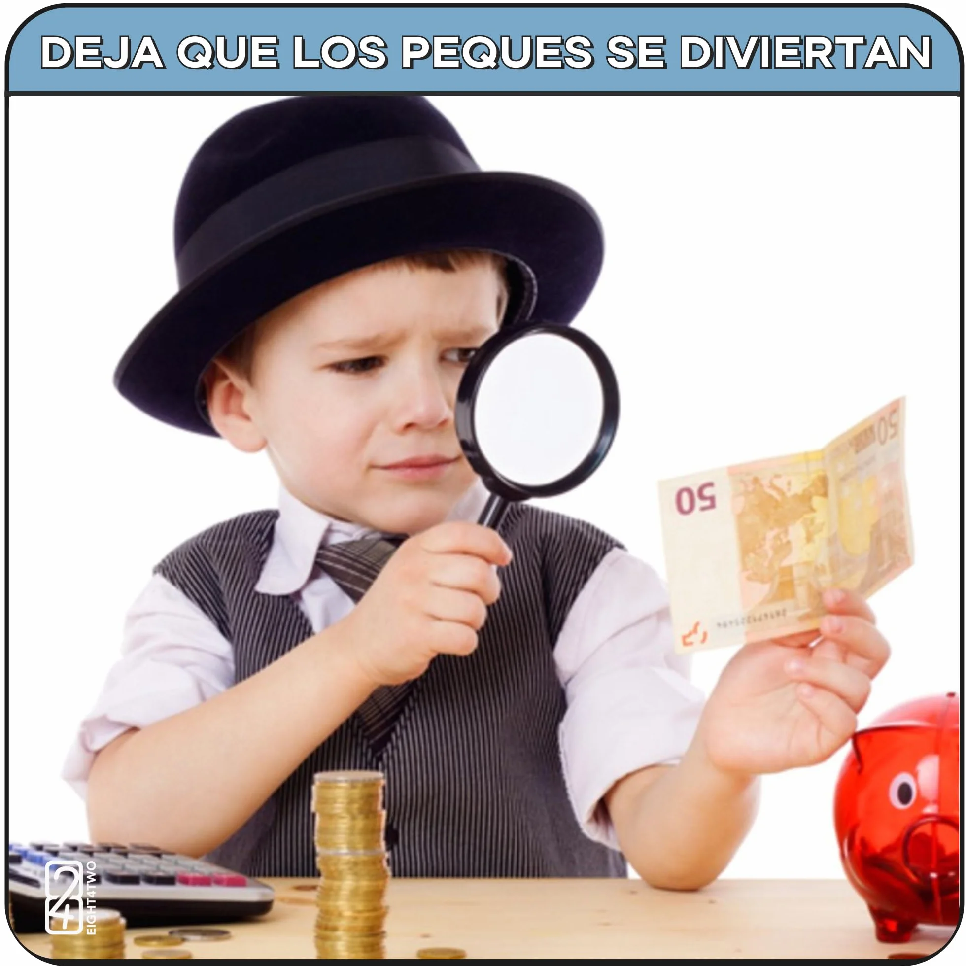EIGHT4TWO® 175 Piezas de Dinero Juguete - Billetes de 5, 10, 20, 50,100, 200, 500 con tamaño al 75% - (25x7).