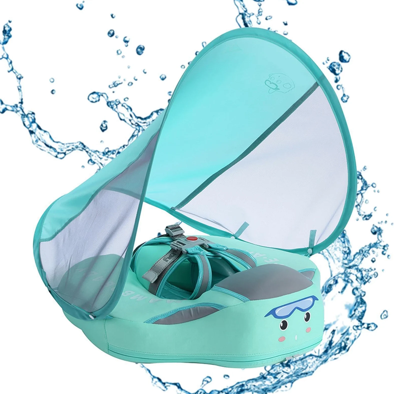 Flotador para Bebé con Sombrilla Flotador Infantil para Piscinas | Antivuelco Con Sombrilla Protectora Desmontable Para Viajes De Verano, Lagos Y Bañeras Exteriores - Para Bebés De 3 A 24