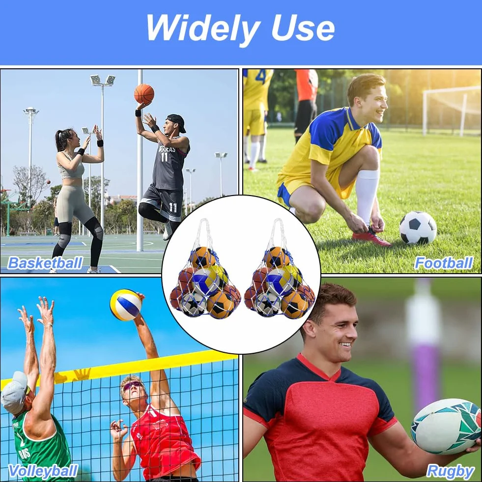Torba Siatkowa Sportowa Przenośna na Piłki Nożne, Koszykówkę, Tenis, Rugby i Siatkówkę