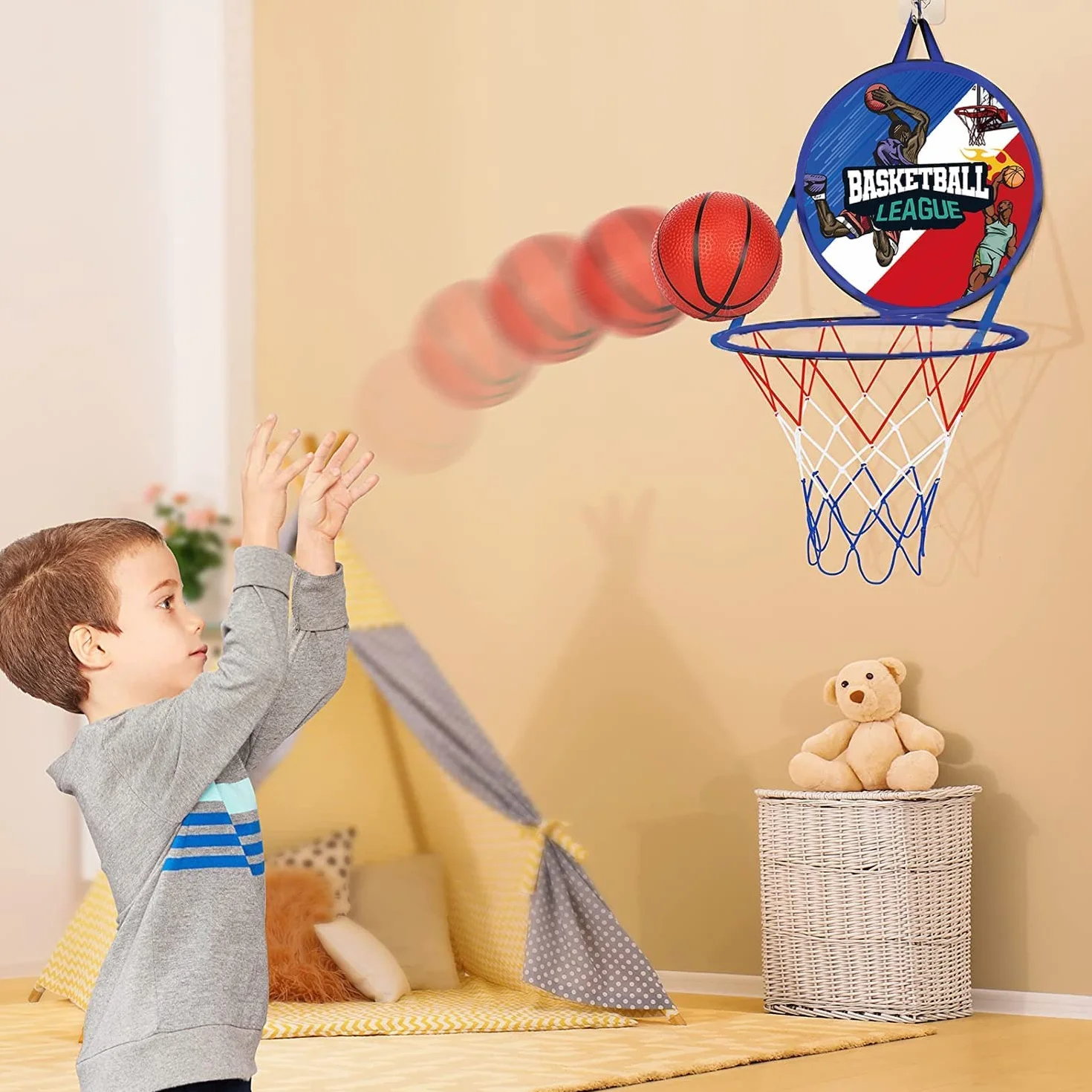 Canasta Baloncesto Infantil con Diana Dardos, 2 in 1 Plegable Doble Diana y Mini Canasta Juguete, Interiores y Exteriores Lanzamiento Juego, Niños Regalo Juegos de Fiesta