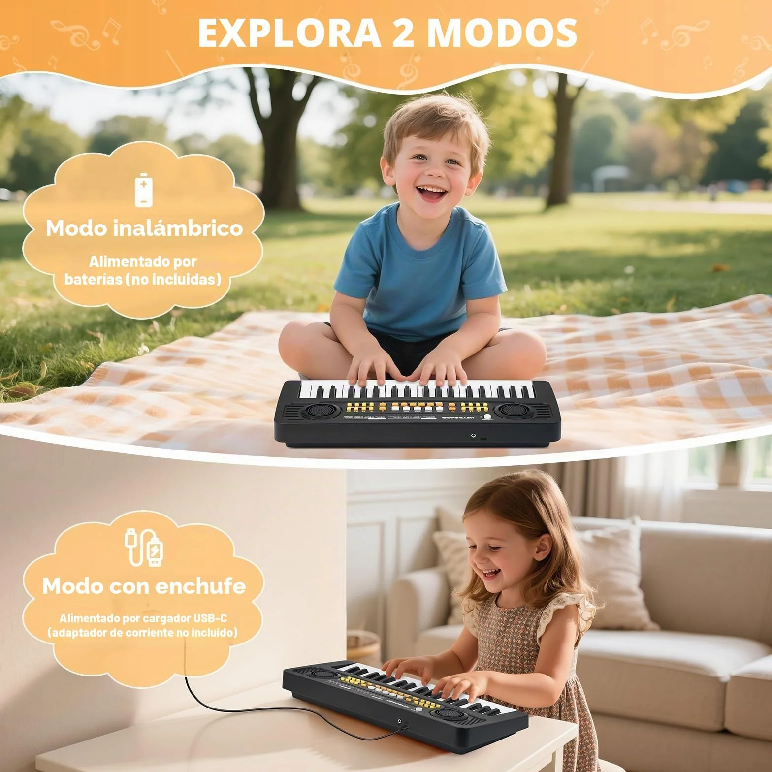 Infantil Piano Teclado 37 Teclas con Microfono Portátil Juguete Musical, Regalos Navidad Cumpleaños para 3 4 5 6 7 Años Principiante Niños y Niñas, Negro