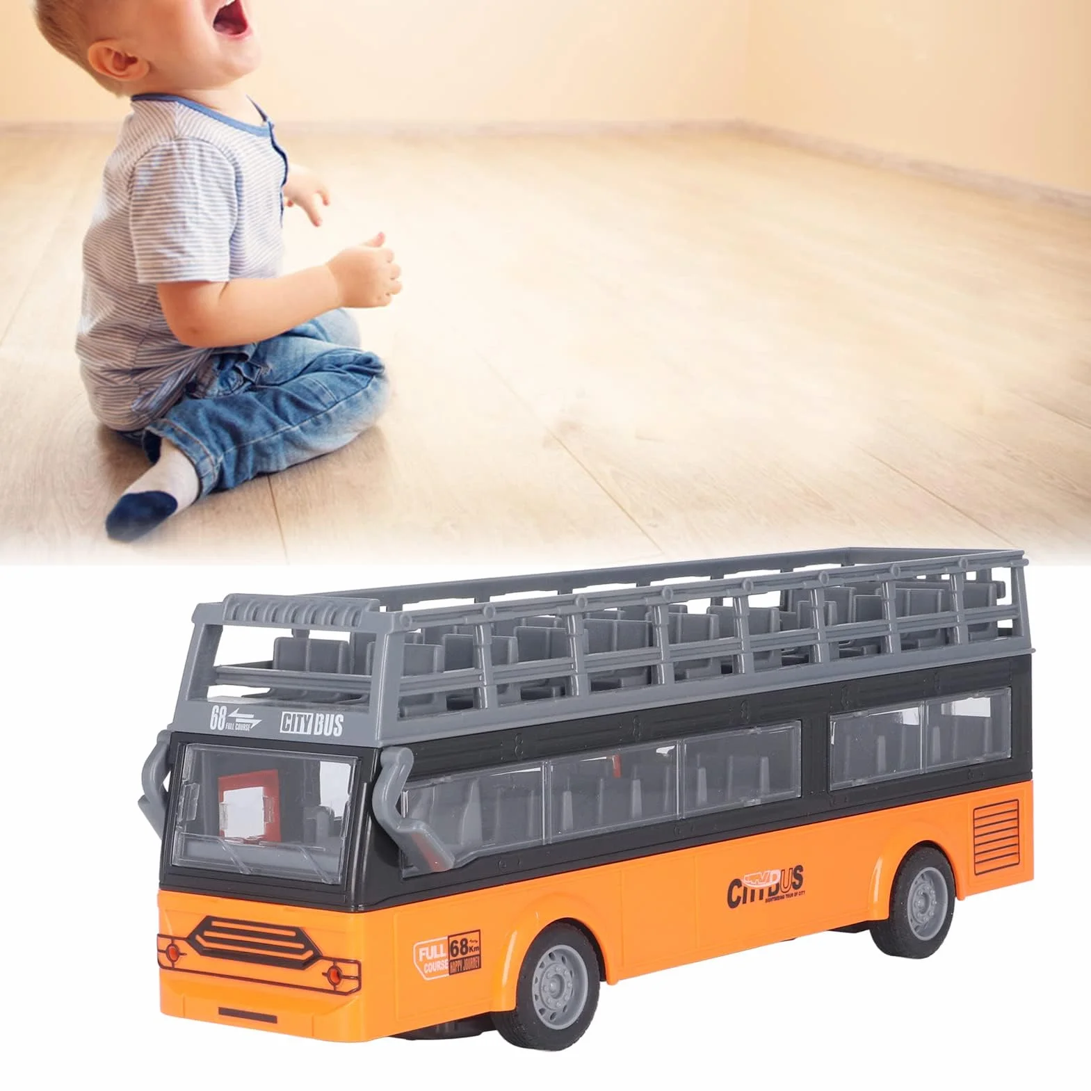 Alomejor Control remoto Autobús de dos pisos Detalles finos Autobús RC de 4 canales Puertas de apertura segura para juguetes(QH204 9 Sightseeing Bus)