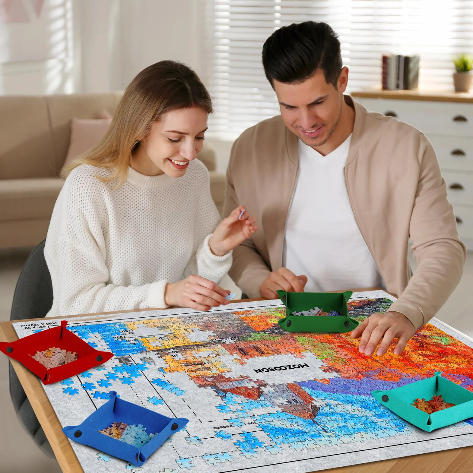 MOZOOSON Tapete Puzzle, Puzzle Mat Roll para Puzzle 1000 1500 2000 3000 Piezas para Adultos Niños, Fieltro Puzzles Tapete, Jigsaw Puzzle Roll Pad, Accesorio para Guardar los Puzzles