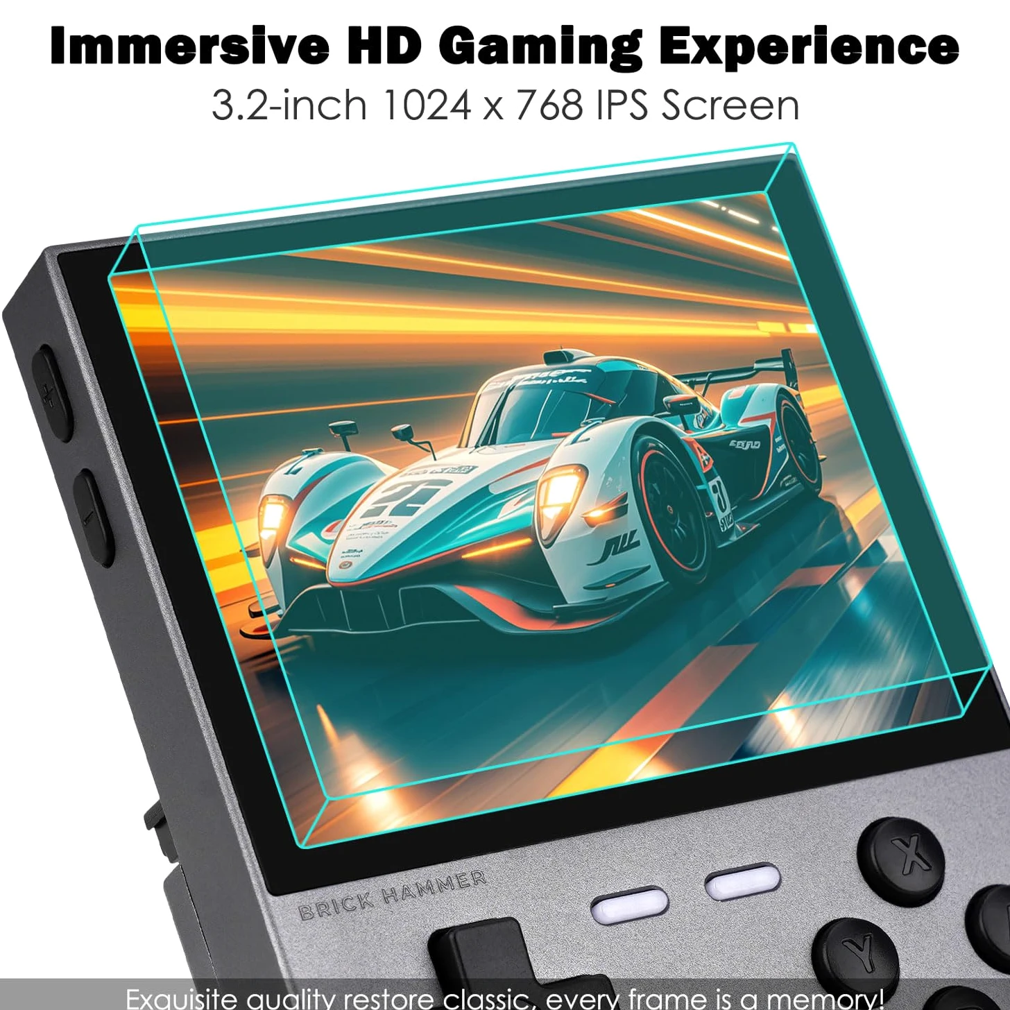 Trimui Brick Hammer Consola de juegos portátil con visualización IPS de 3.2 pulgadas y batería de 3000 mAh, consola de videojuegos retro con tarjeta TF de 64 GB preinstalada y función WiFi (gris