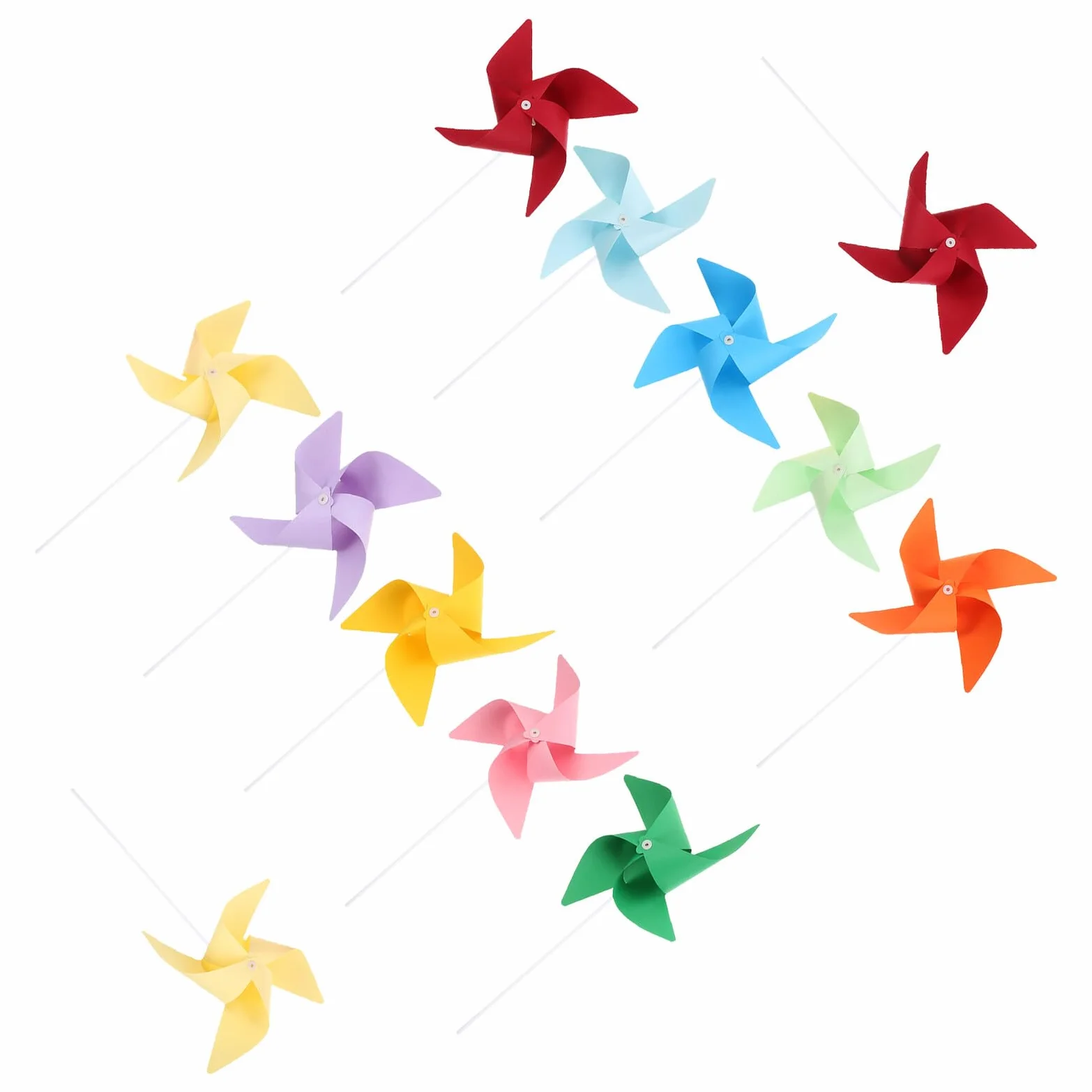 Molinetes de Viento para 12 Piezas, Kit de Manualidades de Papel, Molinillos de Colores Mixtos, Juguete Educativo Temprano para Jardín de Infantes y Juego al Aire Libre