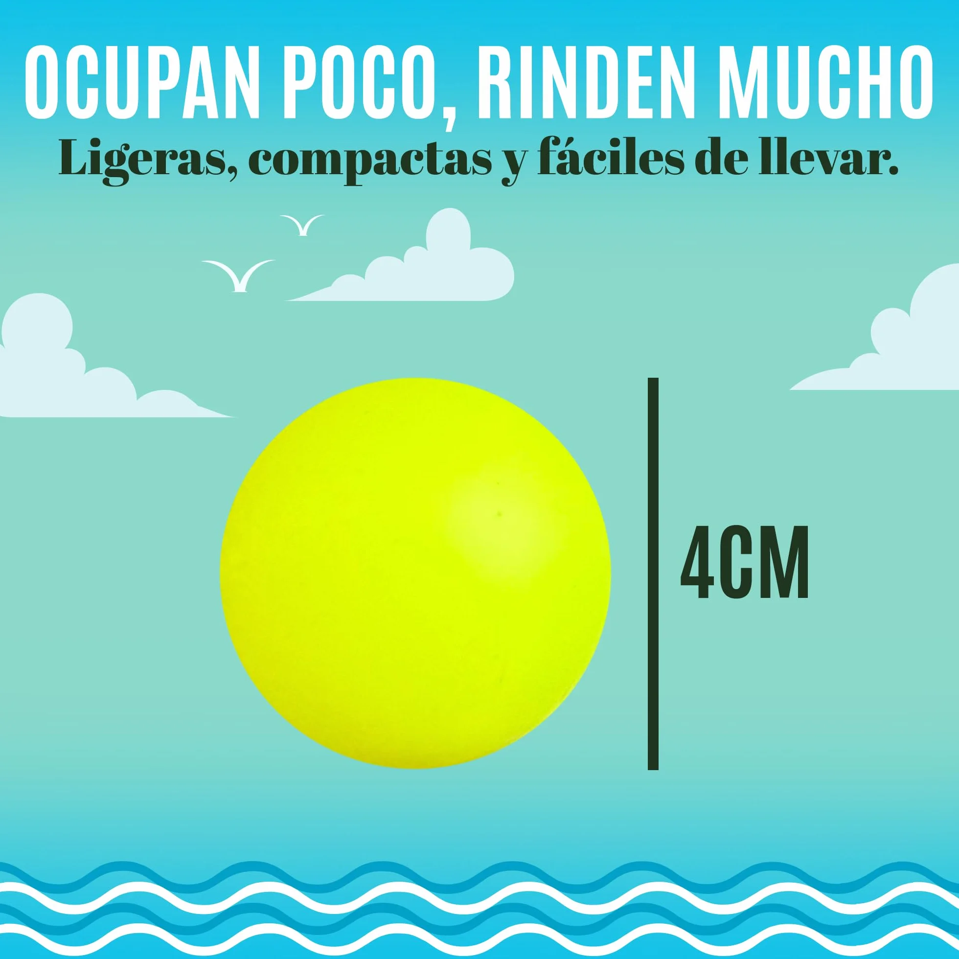 Genérico 10 Pelotas de Repuesto para Palas Playa | Resistentes, Ligeras y Alta Visibilidad | Accesorios para Raquetas | Juegos Playa y Juguetes Verano