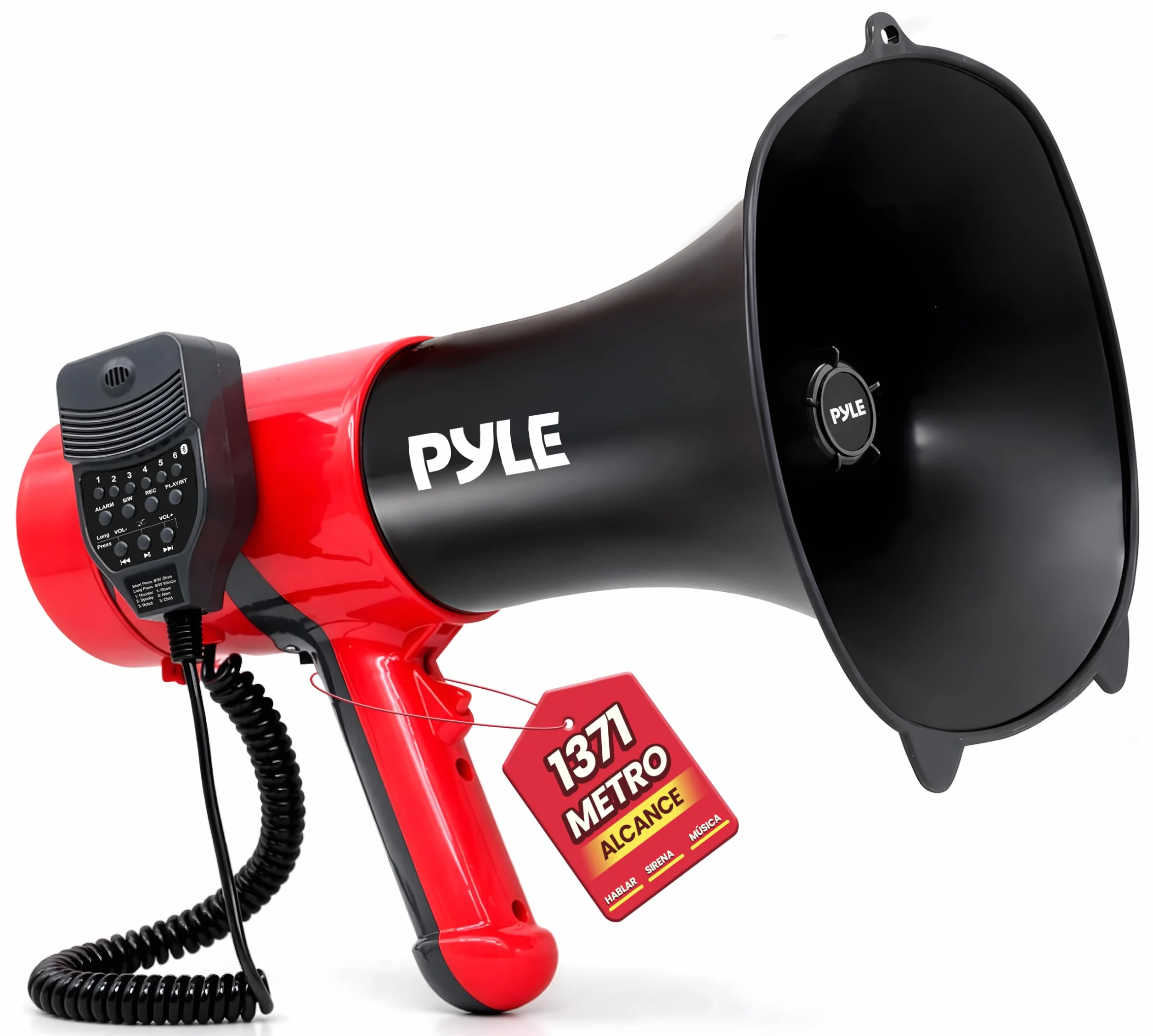 Pyle Megafono Portatil Bocina PA Bluetooth Sirena 1500 Yardas