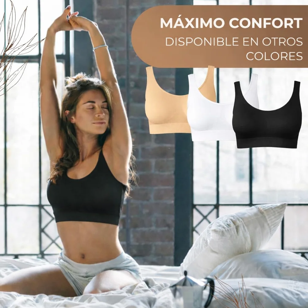 Mujer Set de 3 Sujetadores Bralette Sin Aros Invisible Antisudor Sin Costuras Algodón Negro Blanco Beige