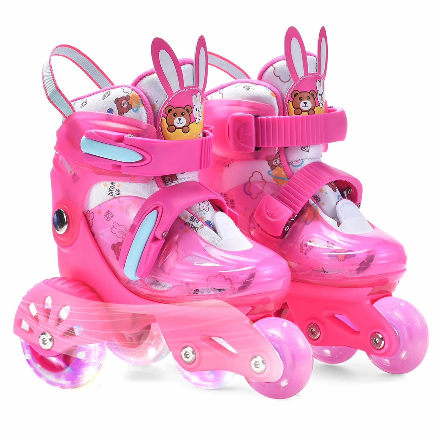 ERNAN Patines Roller Ajustables para Niños con Ruedas Luminosas