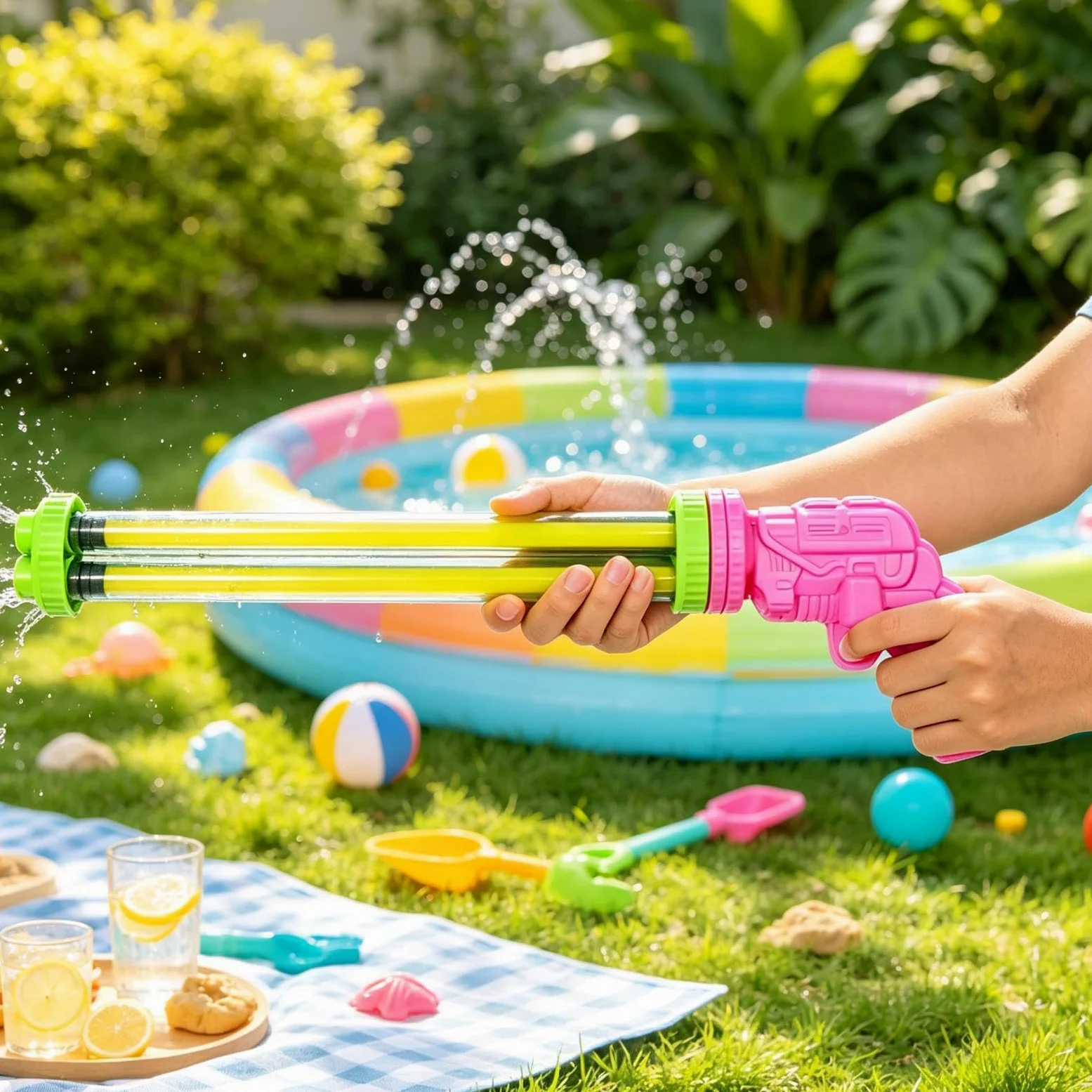 Pistola de Agua para Piscina Juguete Veraniego Exterior Multitubo Extraíble | Juguetes Combate Acuático Infantiles Niños Adultos Cumpleaños Parque Camping Jardín Césped Patio Trasero Reuniones