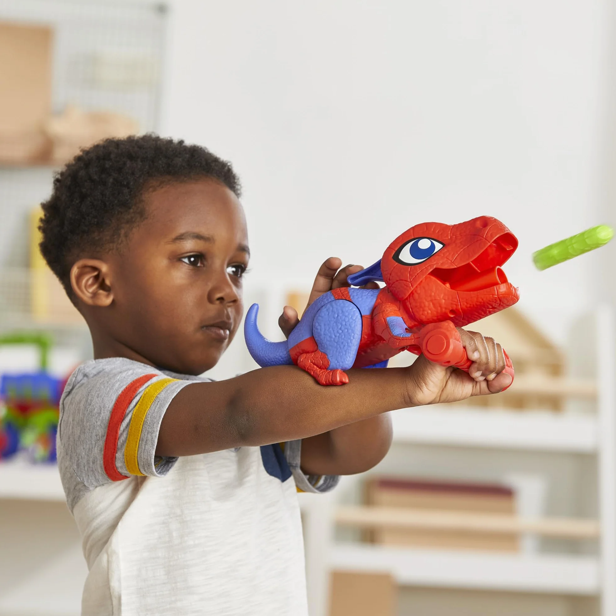 Spidey and his Amazing Friends Marvel Dino-Webs Nerf Spidey-Rex Web Launcher, Juguete de Juego de rol, Juguetes de superhéroe Preescolar para niños a Partir de 3 años