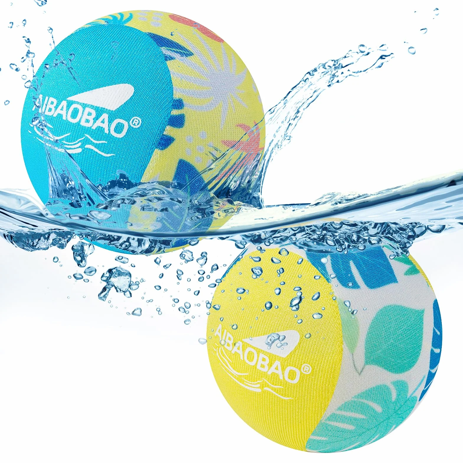 Pelota de Agua Que Rebota 2 PCS Ø55mm, Pelotas Saltarinas para Piscina y Playa, Reutilizables de Secado Rápido con Funda de Lycra, Juegos de Verano para Niños y Adultos (Amarillo + Azul)