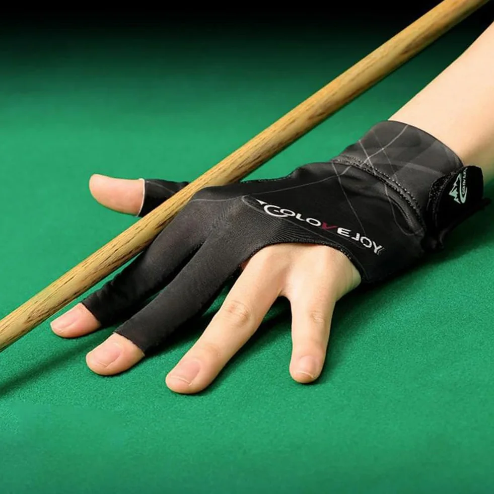 Tokaneit Guante de Billar Transpirable Antideslizante Ajustable Sin Dedos Negro Gris