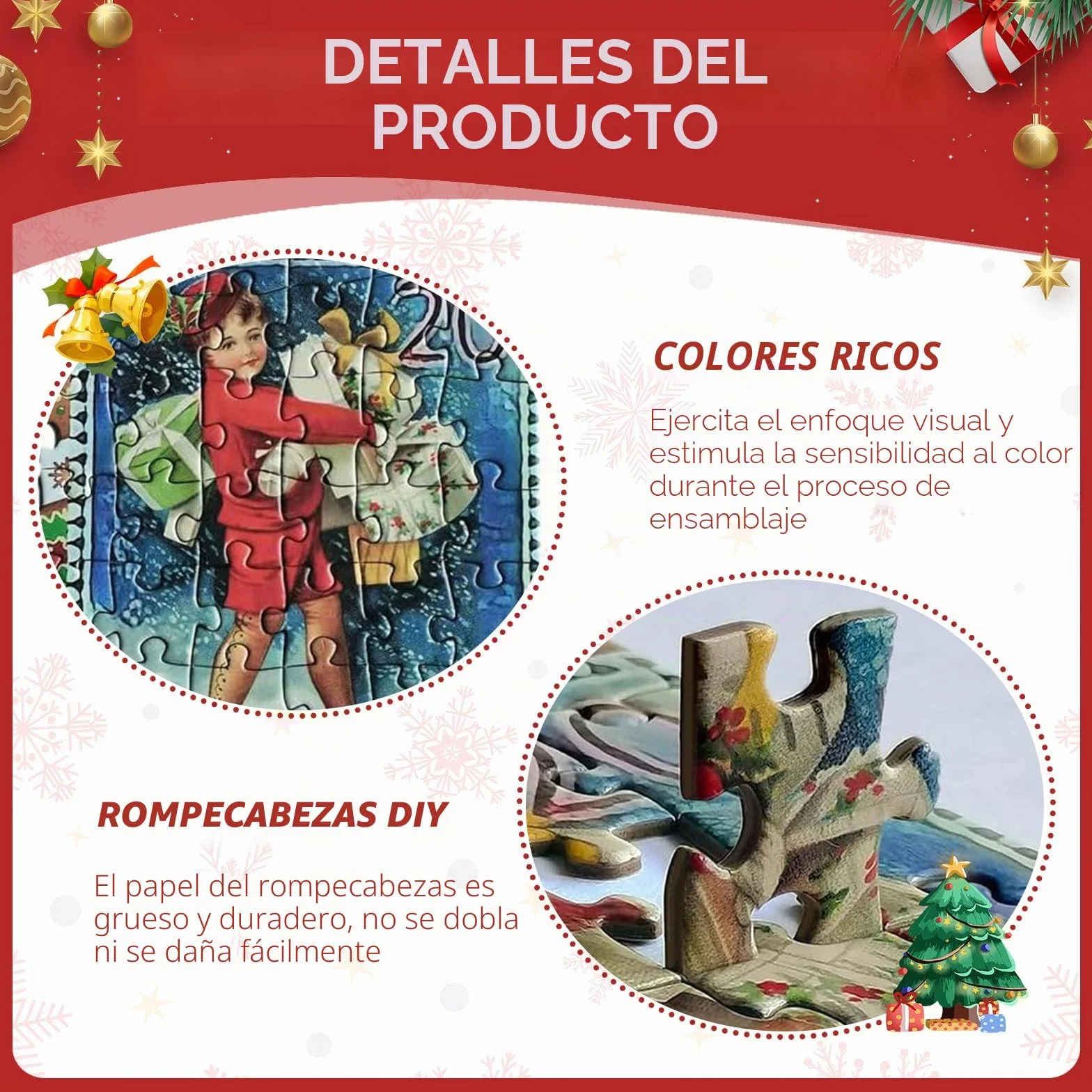 Calendario Adviento, Puzzle Navidad 1000 Piezas con 24 Cajas Sorpresa - Juego Interactivo Calendario Adviento Educativo y Divertido para Niños y Niñas Como Regalo Familiar