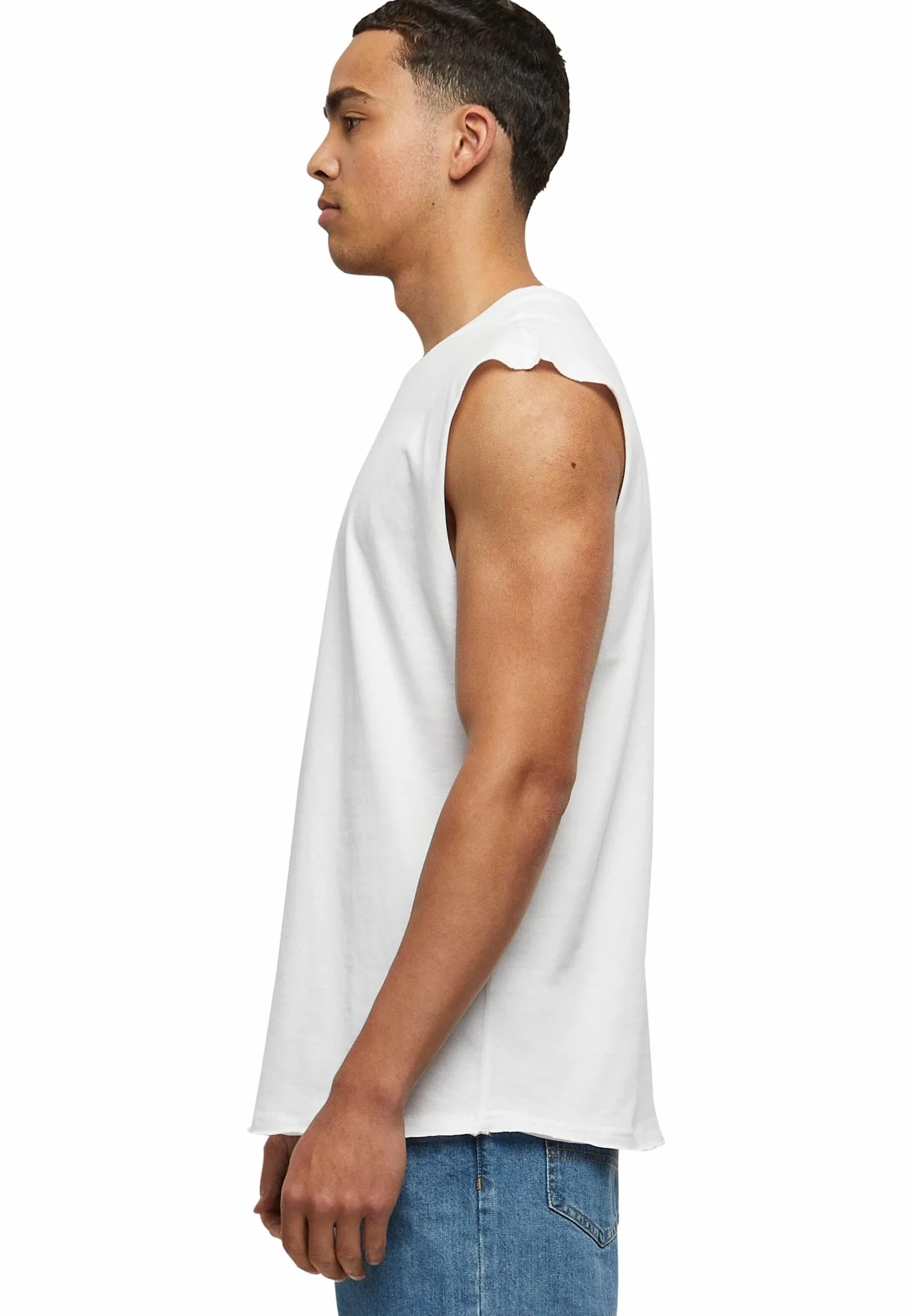 Urban Classics Open Edge Sleeveless Tee Hombre Camiseta Negro