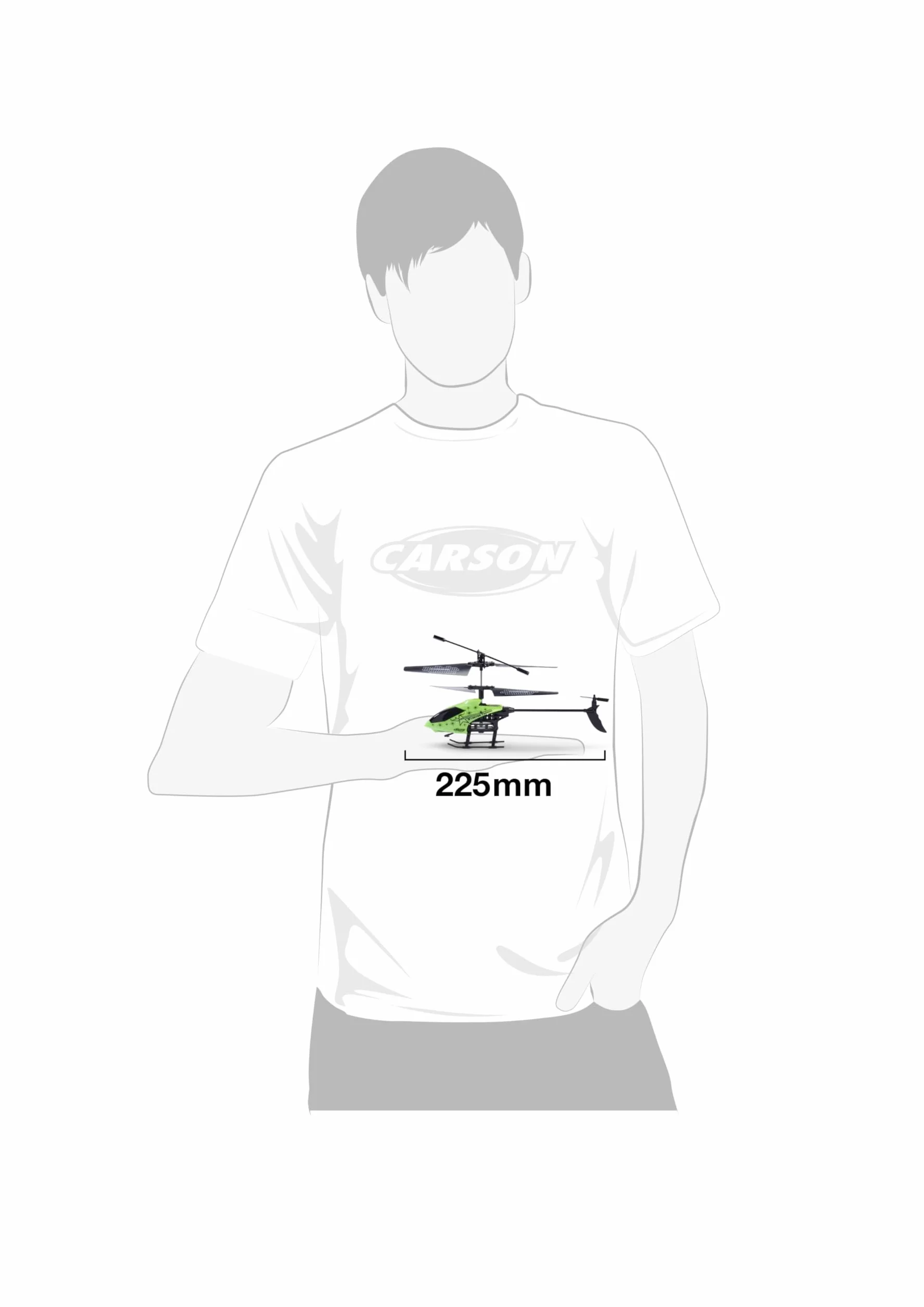 Carson 500507182 Starter Tyrann 230 IR 2Ch RTF Verde: Helicóptero para Principiantes, RC, Juguete a Control Remoto, de Interior