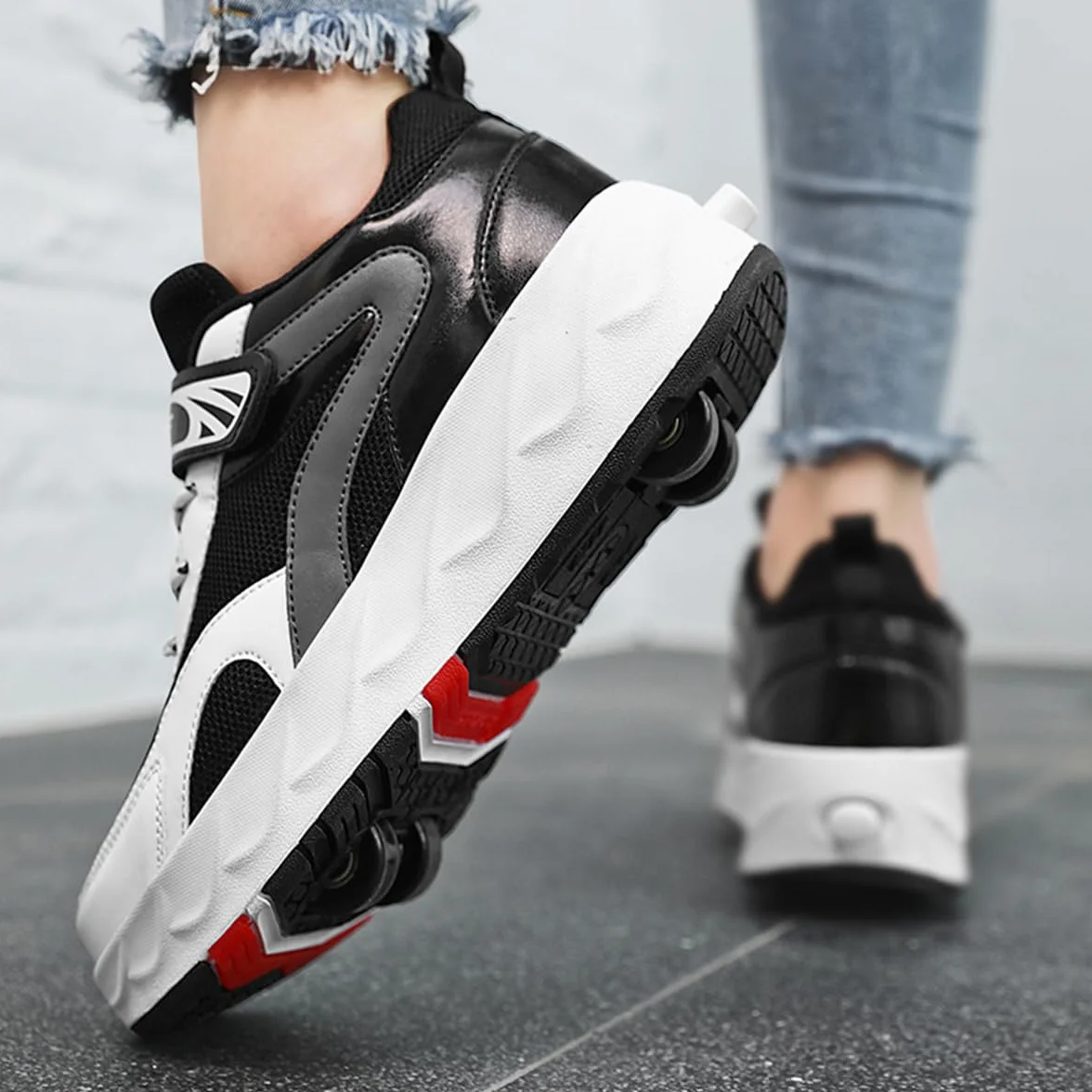 Zapatos con Ruedas para Niñas y Niños, Patines Multiusos 2 en 1, Zapatillas Deportivas Retráctiles