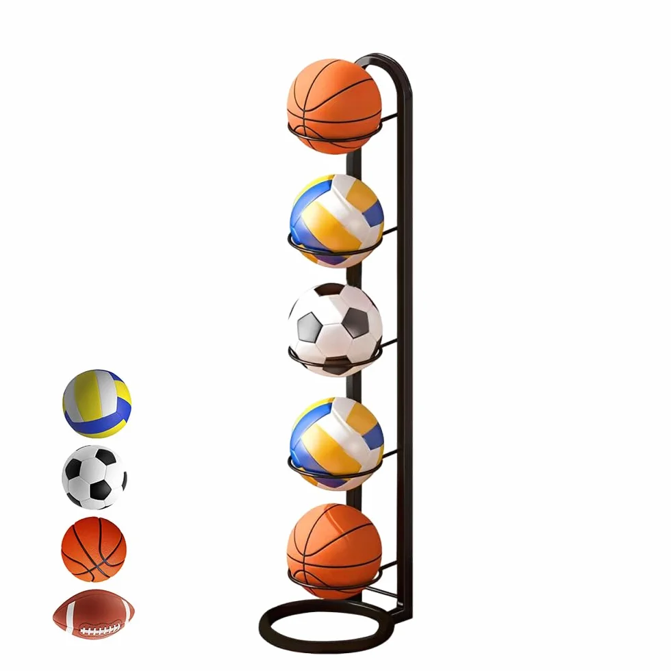 Estante de Almacenamiento de Pelotas 5 Niveles Soporte Vertical para Balón de Fútbol Baloncesto