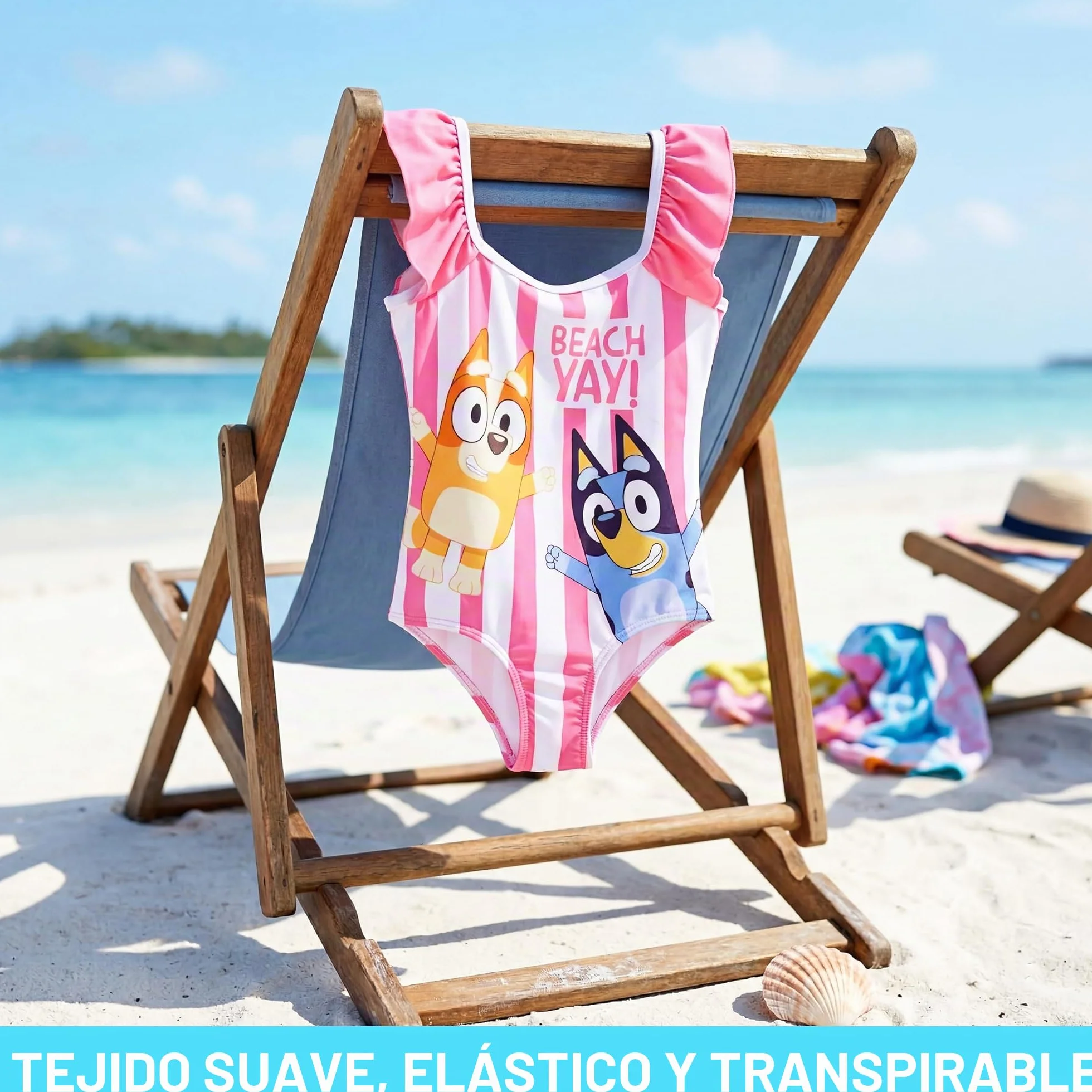 Bañador Niña Una Pieza Paw Patrol Skye Everest Bluey Bingo con Volantes UPF 50+ Traje de Baño Verano