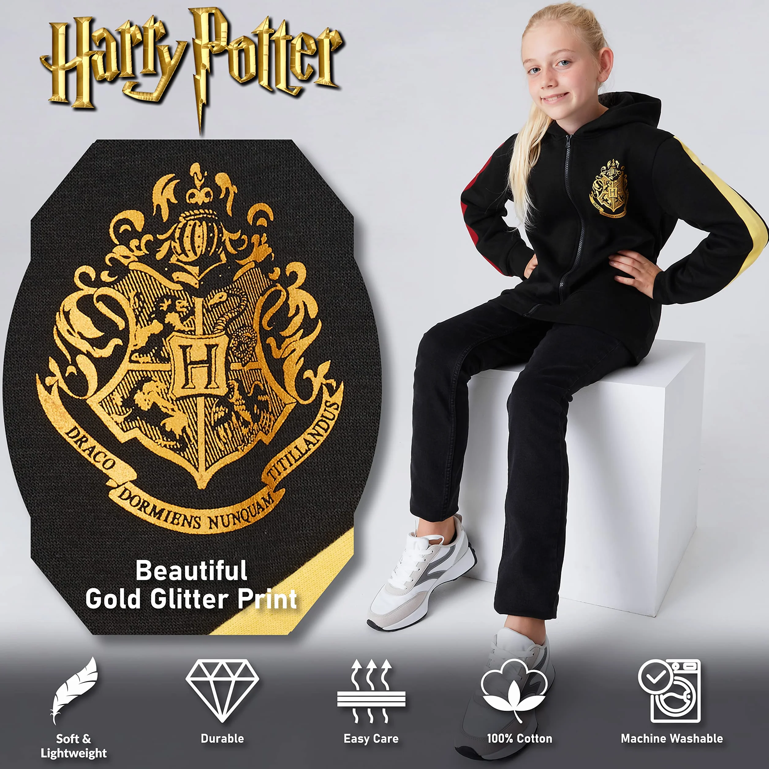 Harry Potter Sudadera con Capucha y Cremallera para Niña