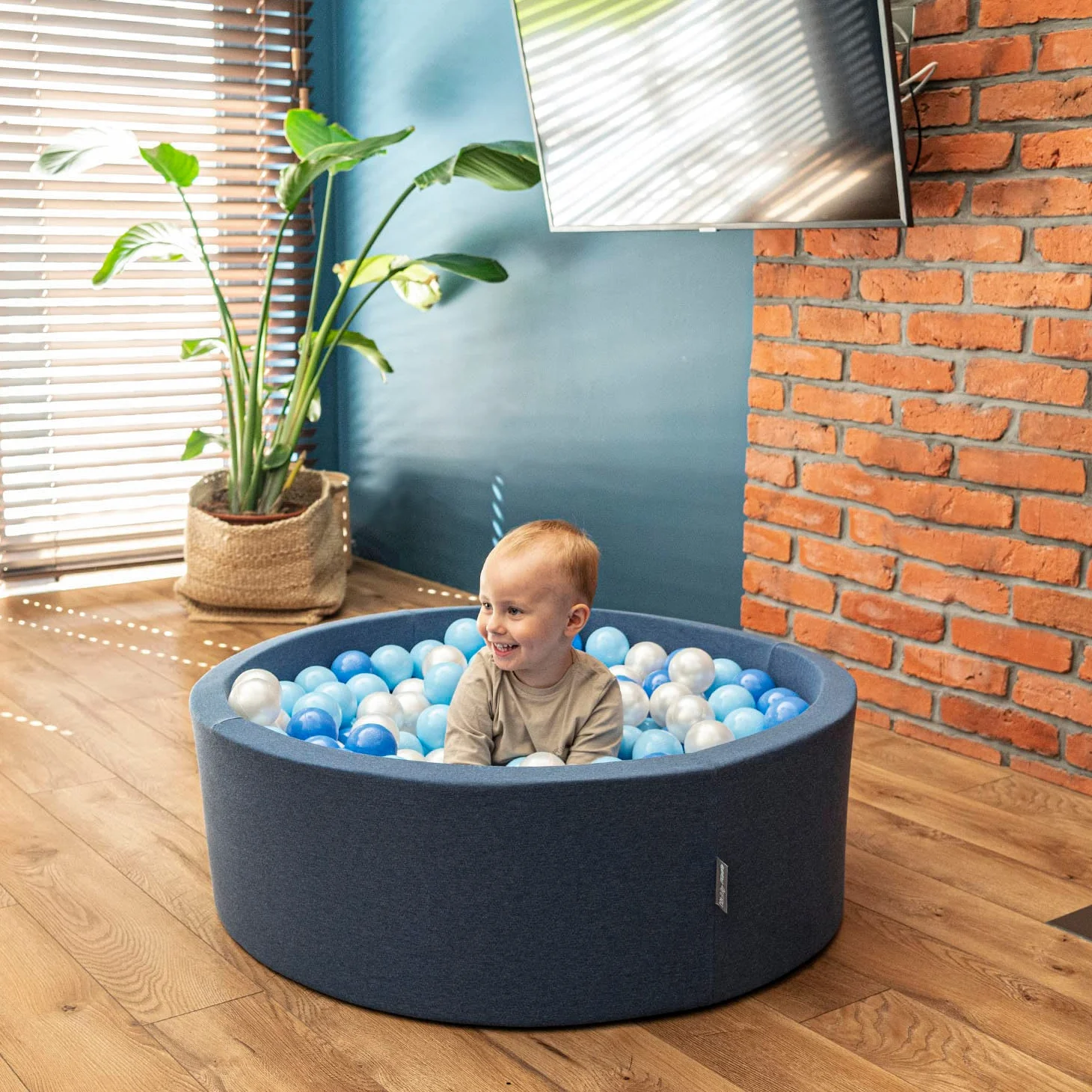 KiddyMoon Terciopelo Piscina De Bolas 90X30/SIN Bolas para Ninos, Beige De Arena