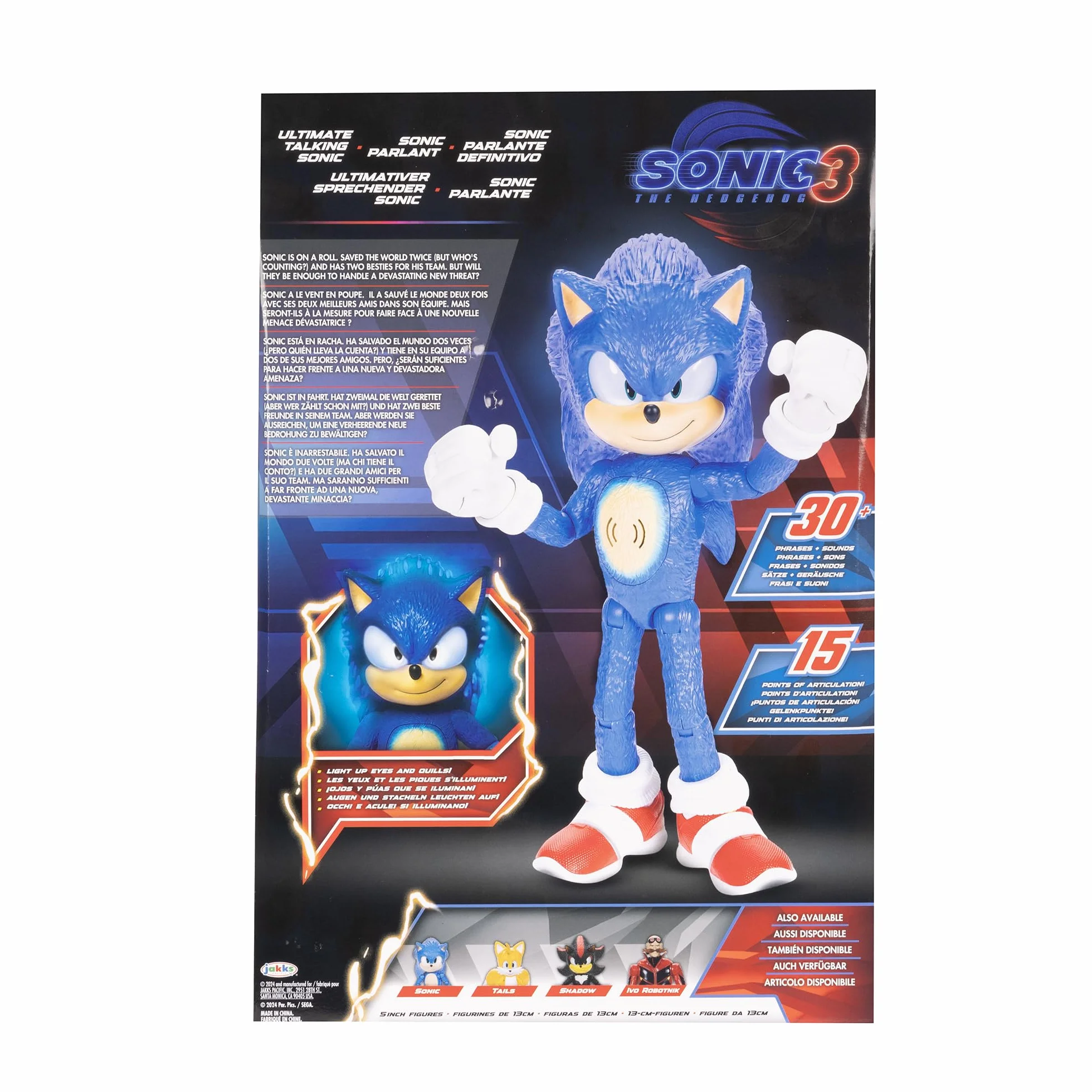 Sonic - Peluche Sonic con Funciones de 35 cm de Altura