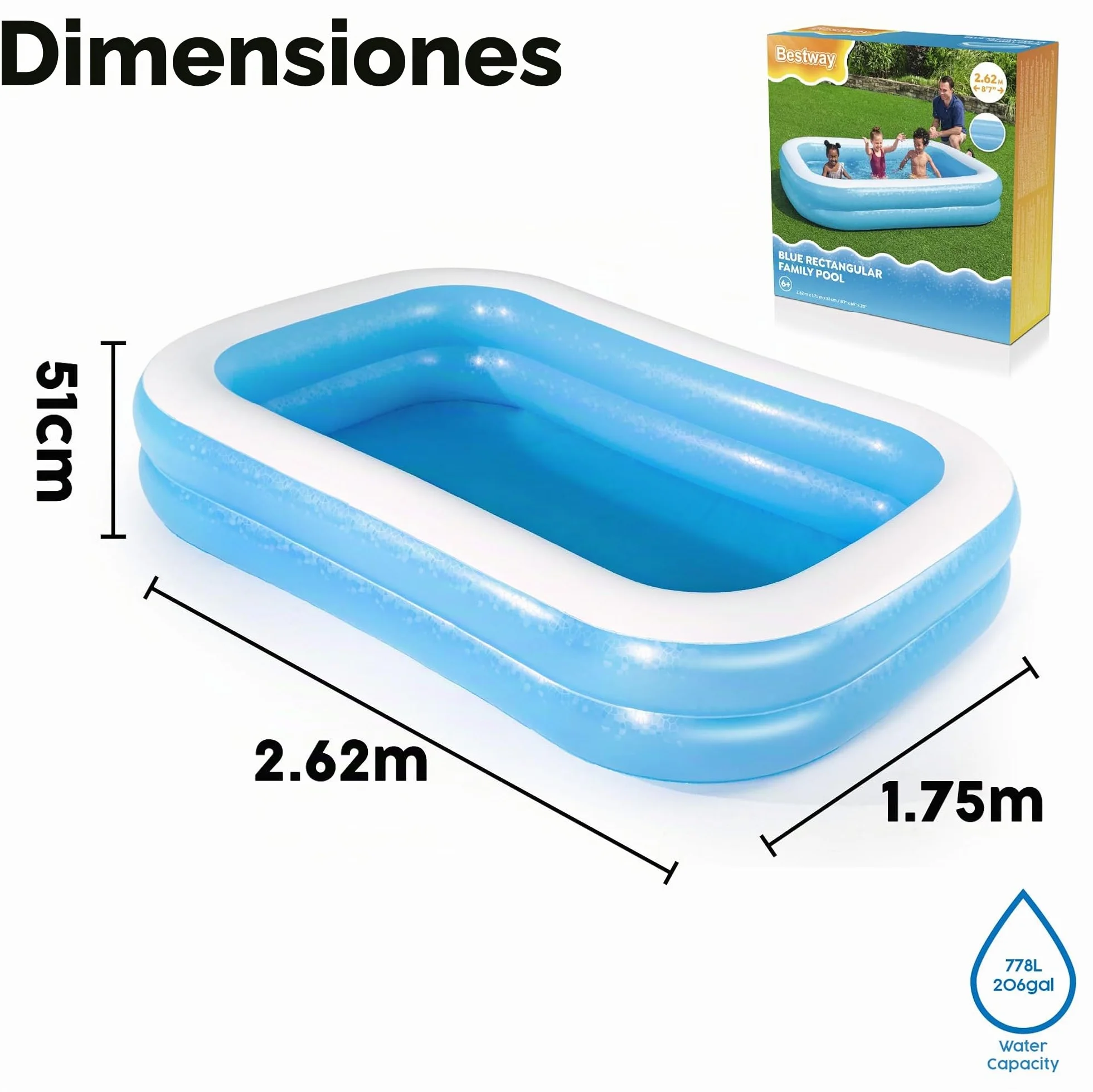 Bestway 54153 Family Pool Fun - Piscina (213 x 206 x 69 cm)