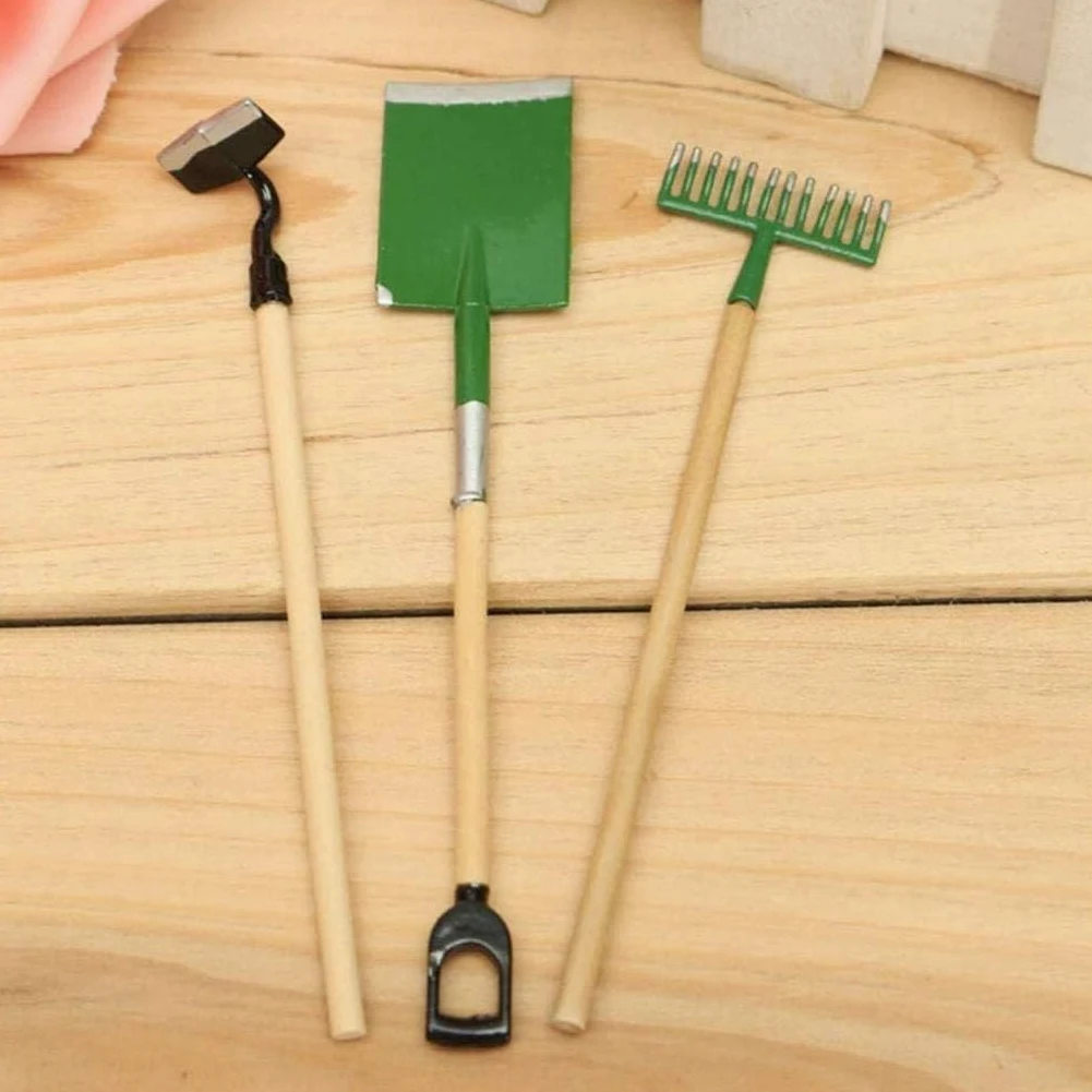 Herramientas de Jardinería Kit Juego de Pala y Pala, Herramienta de Mano de Acero Inoxidable, 3 Piezas, rastrillo de Pala, Mango de Madera, Kits de Herramientas de jardín duraderos y útiles WEWYQSJ