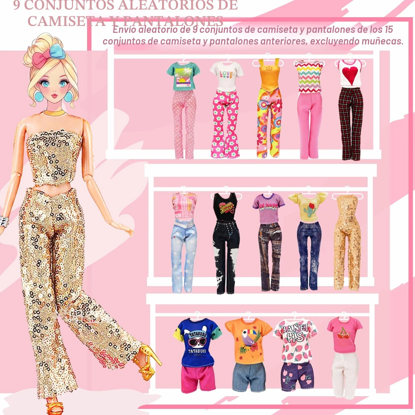 78 pcs Ropa y Accesorios para Muñecas, Incluir Vestidos de Fiesta, Vestidos, Tops y Pantalones, Bikini, Coronas, Collares,Pares de Zapatos,Perchas para 30 CM/11.5 Pulgadas Muñecas, Regalos para Niñas